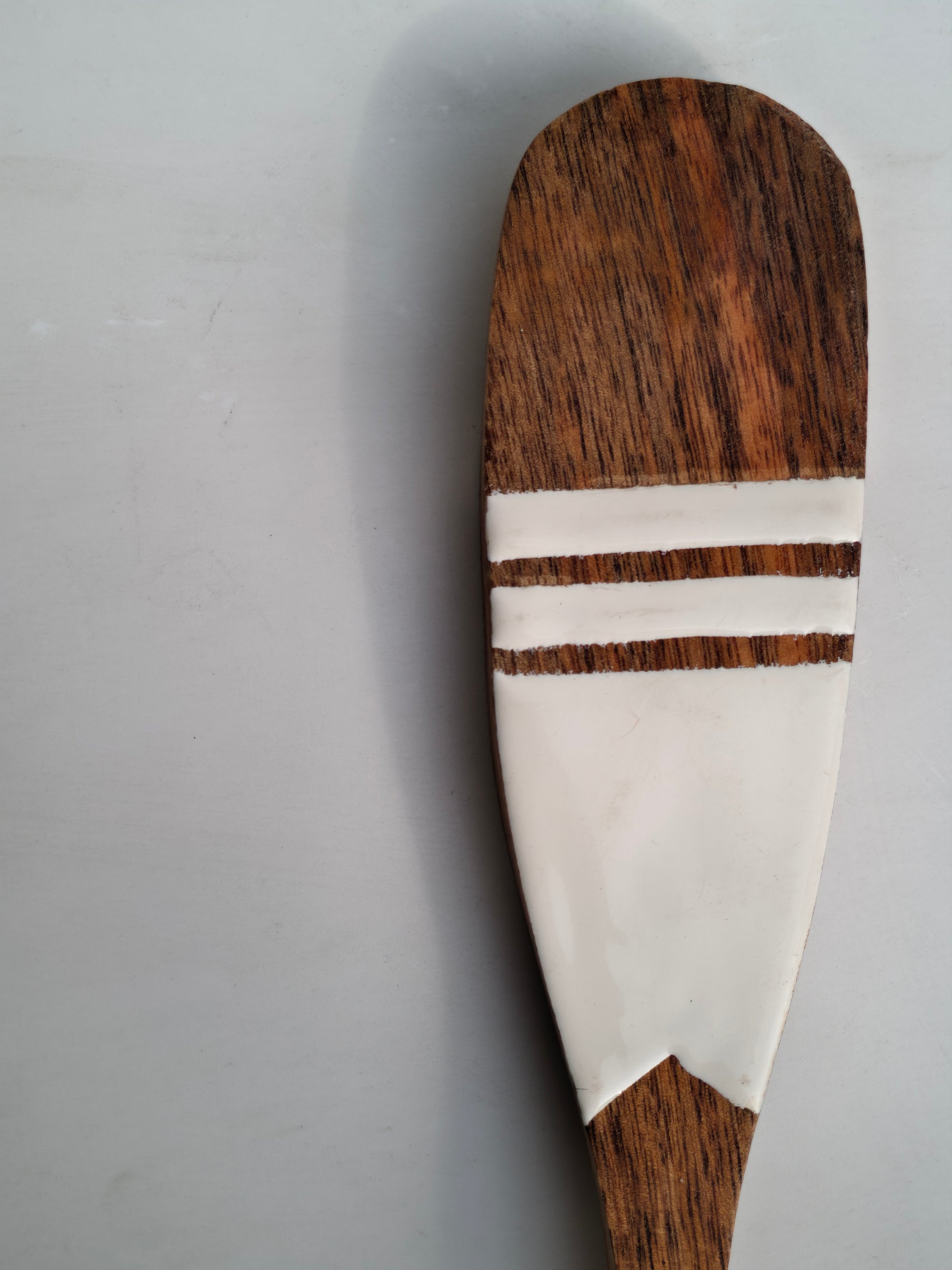 Handcrafted Wooden Spatula with Minimalist White Resin Inlay