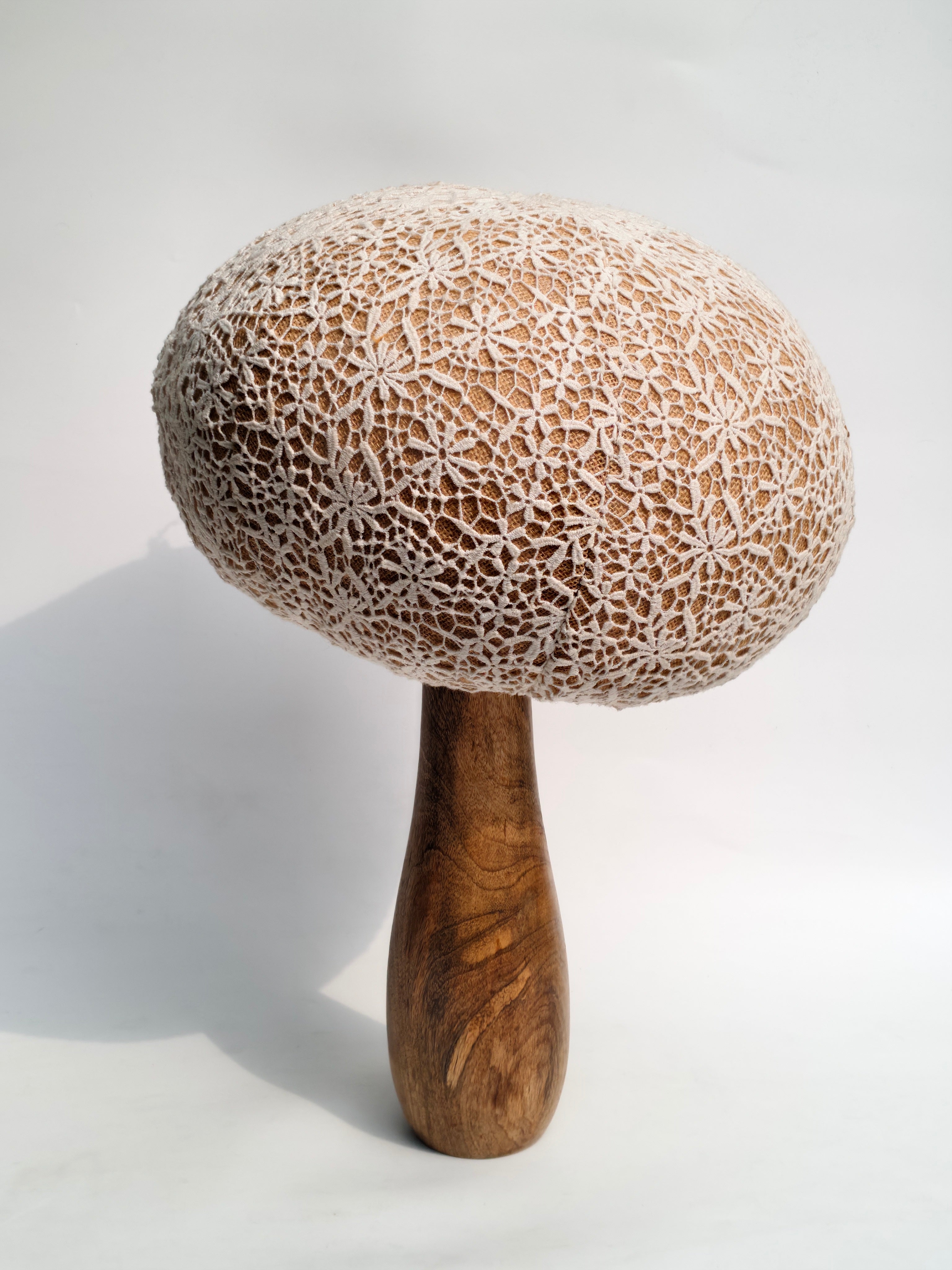 Handcrafted Wooden & Lace Mushroom Decor – 60cm Statement Accent