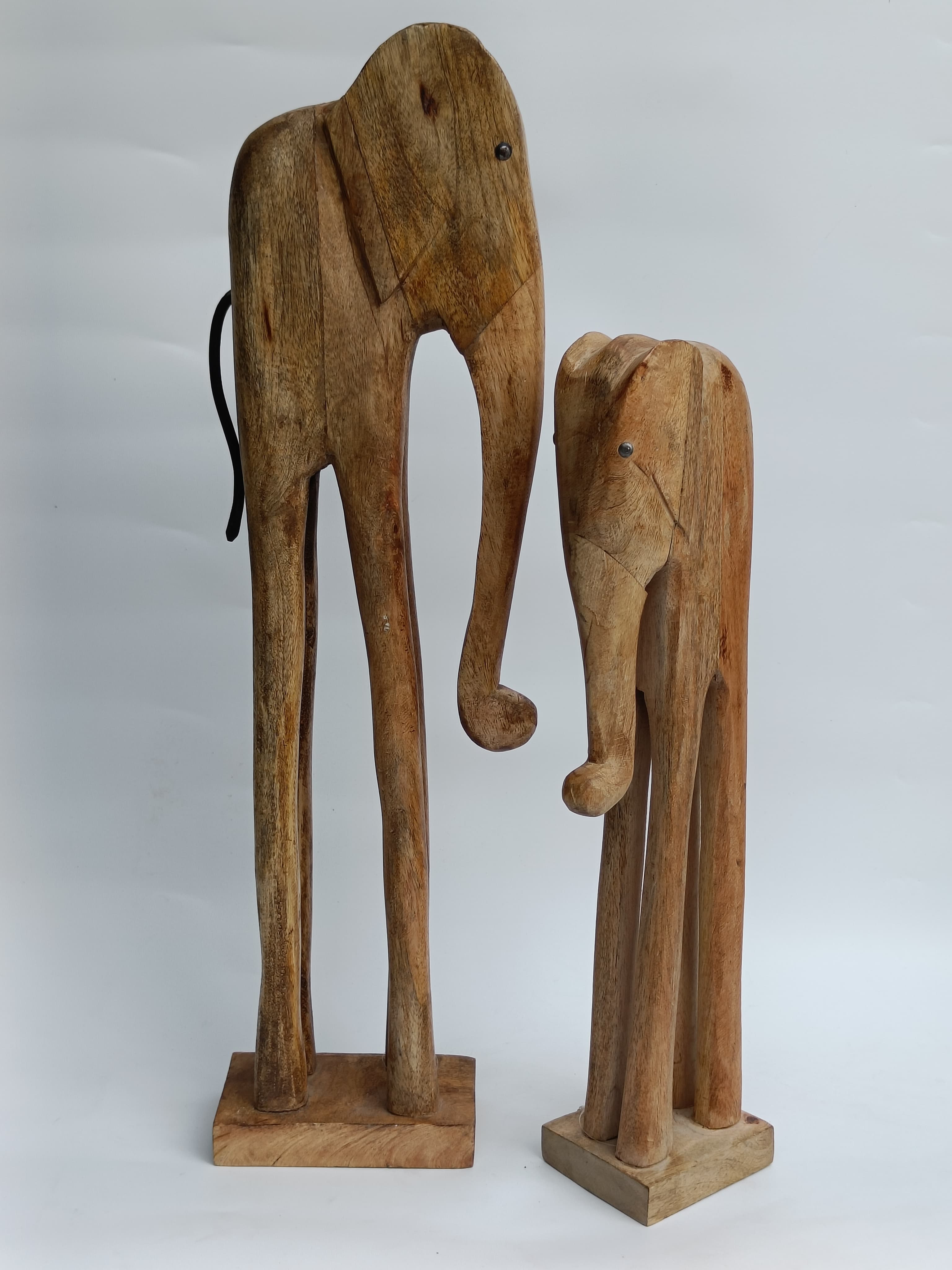 Handcrafted Wooden Elephant Sculpture – Rustic Tribal Décor