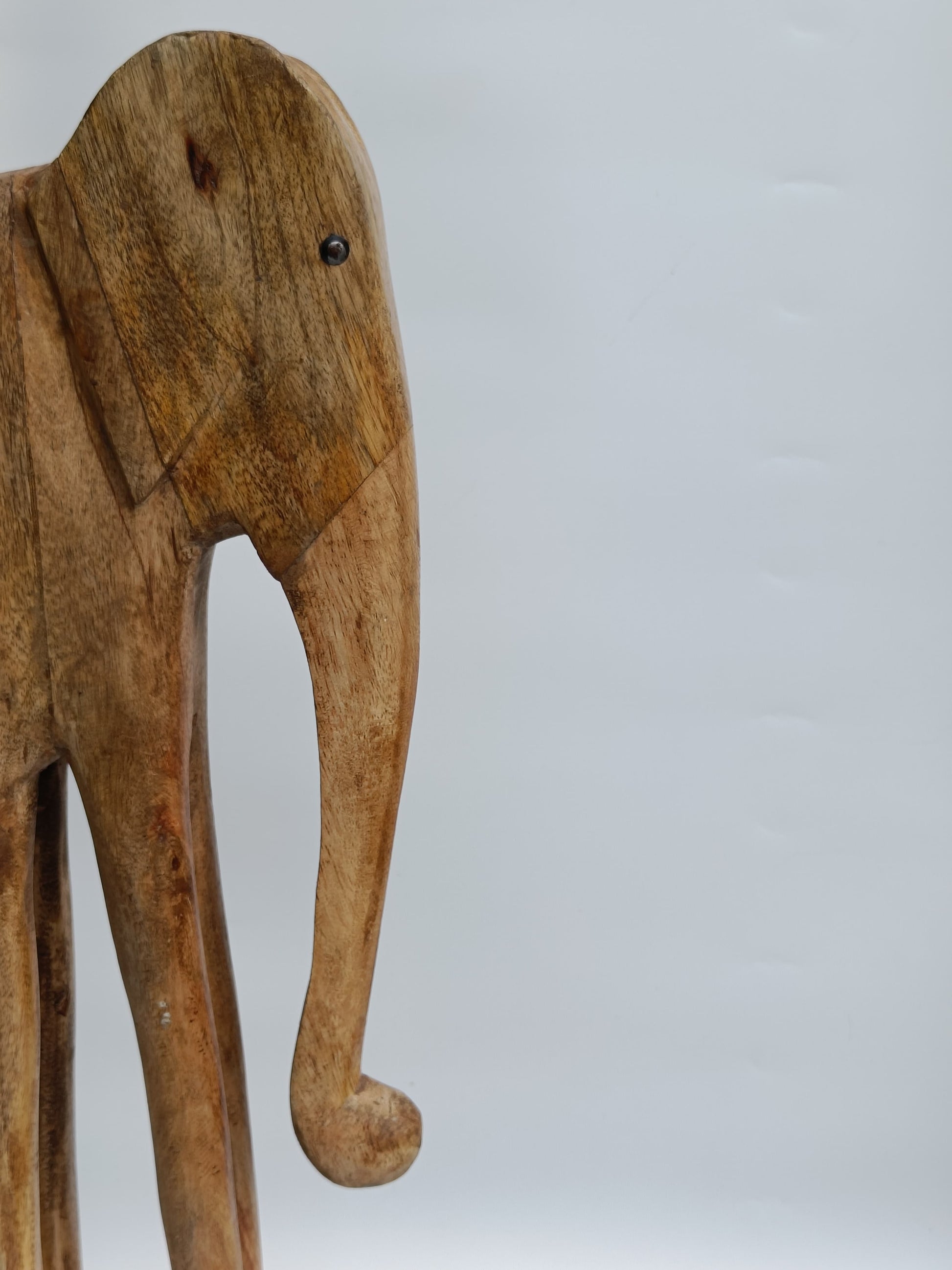 Handcrafted Wooden Elephant Sculpture – Rustic Tribal Décor