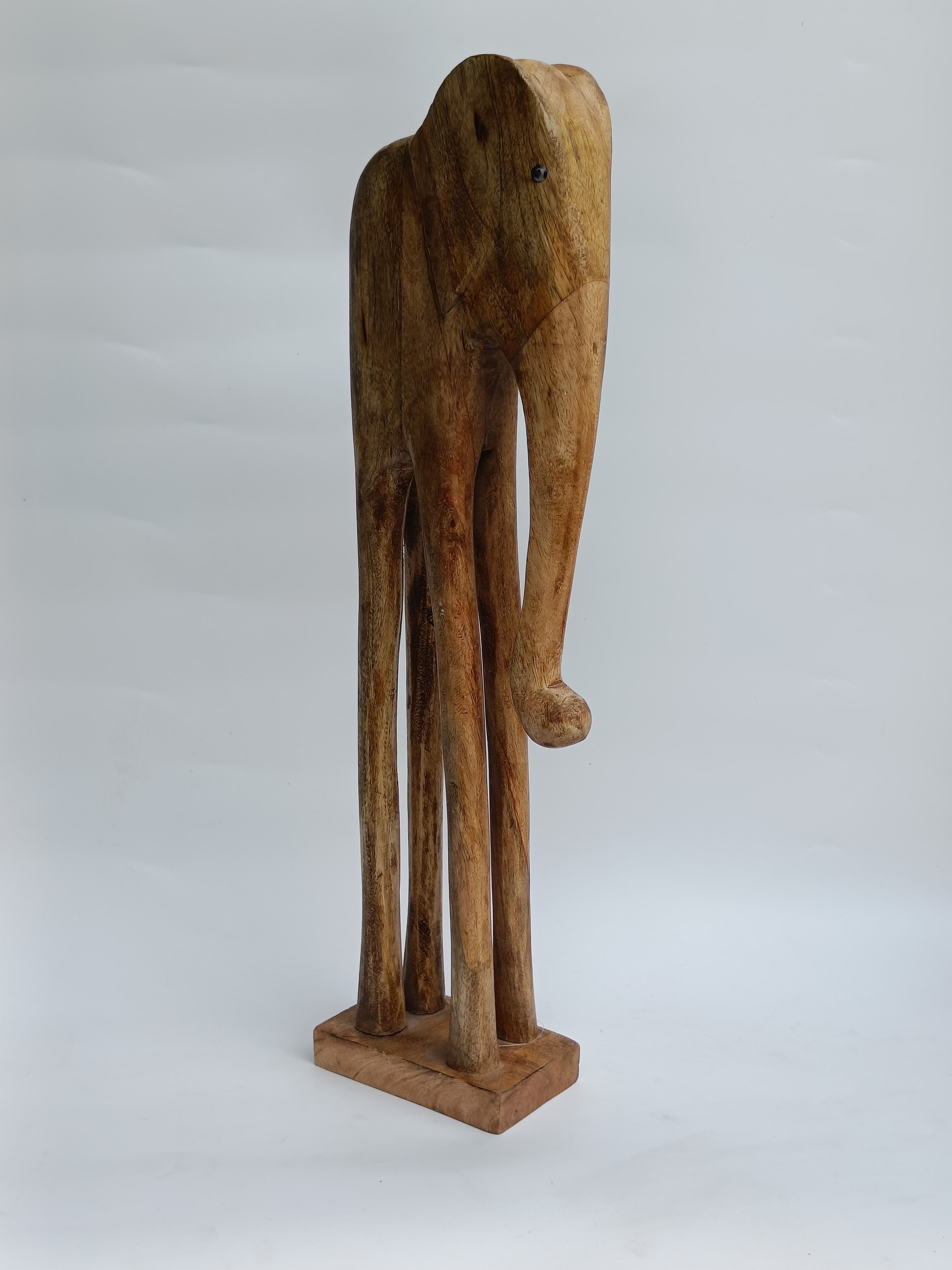 Handcrafted Wooden Elephant Sculpture – Rustic Tribal Décor