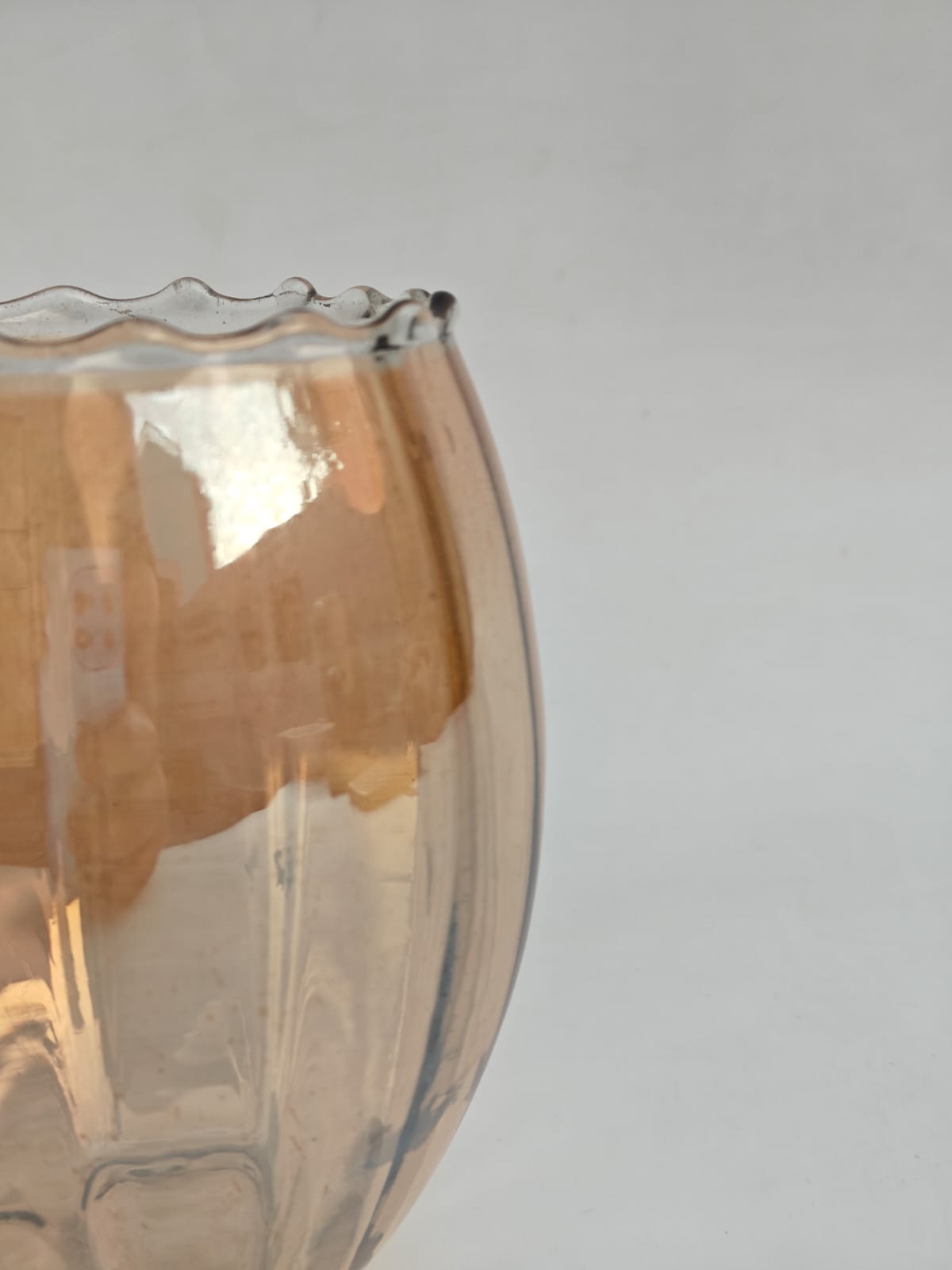 Champagne Ripple Glass Candle Holder