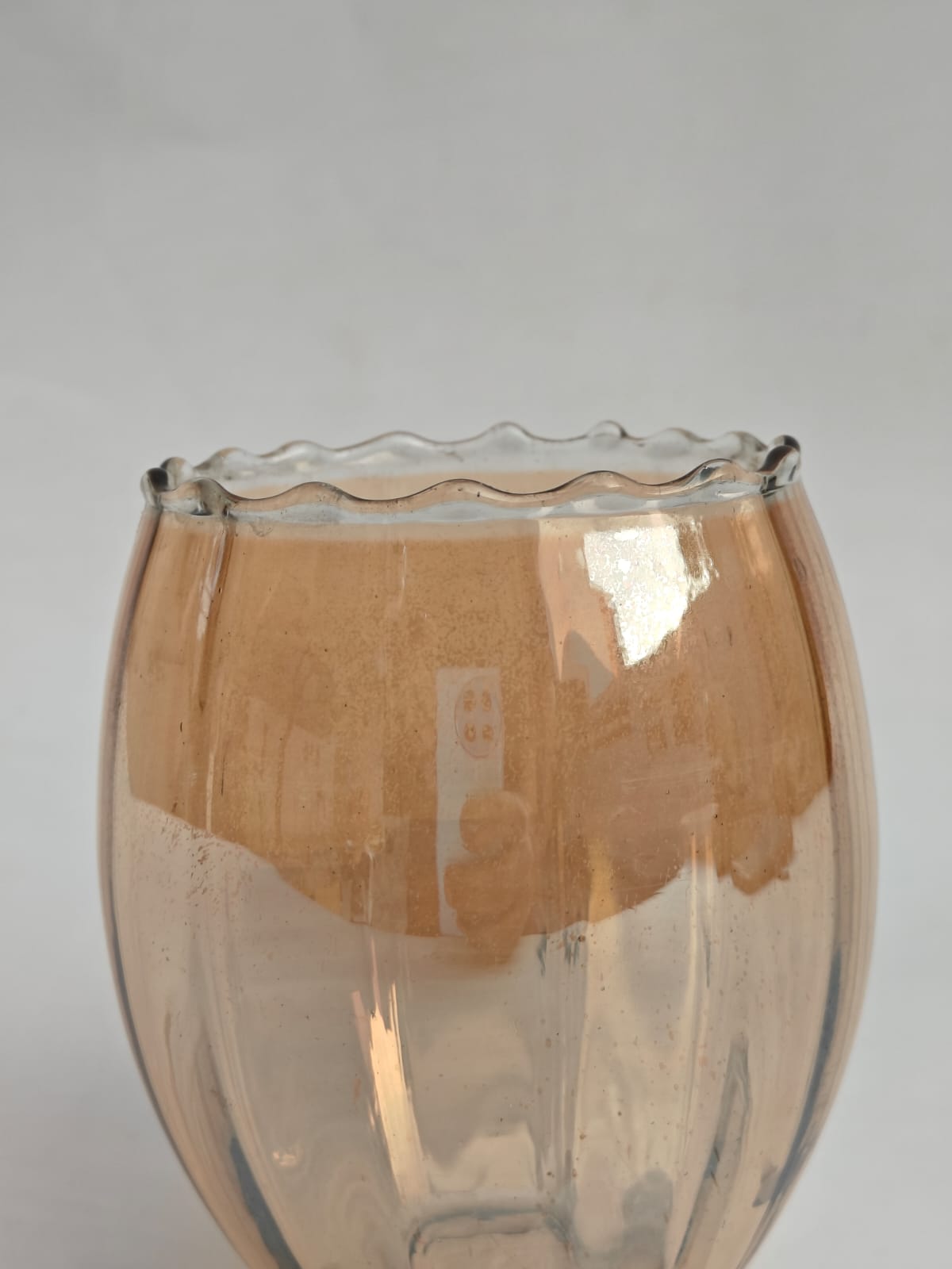 Champagne Ripple Glass Candle Holder