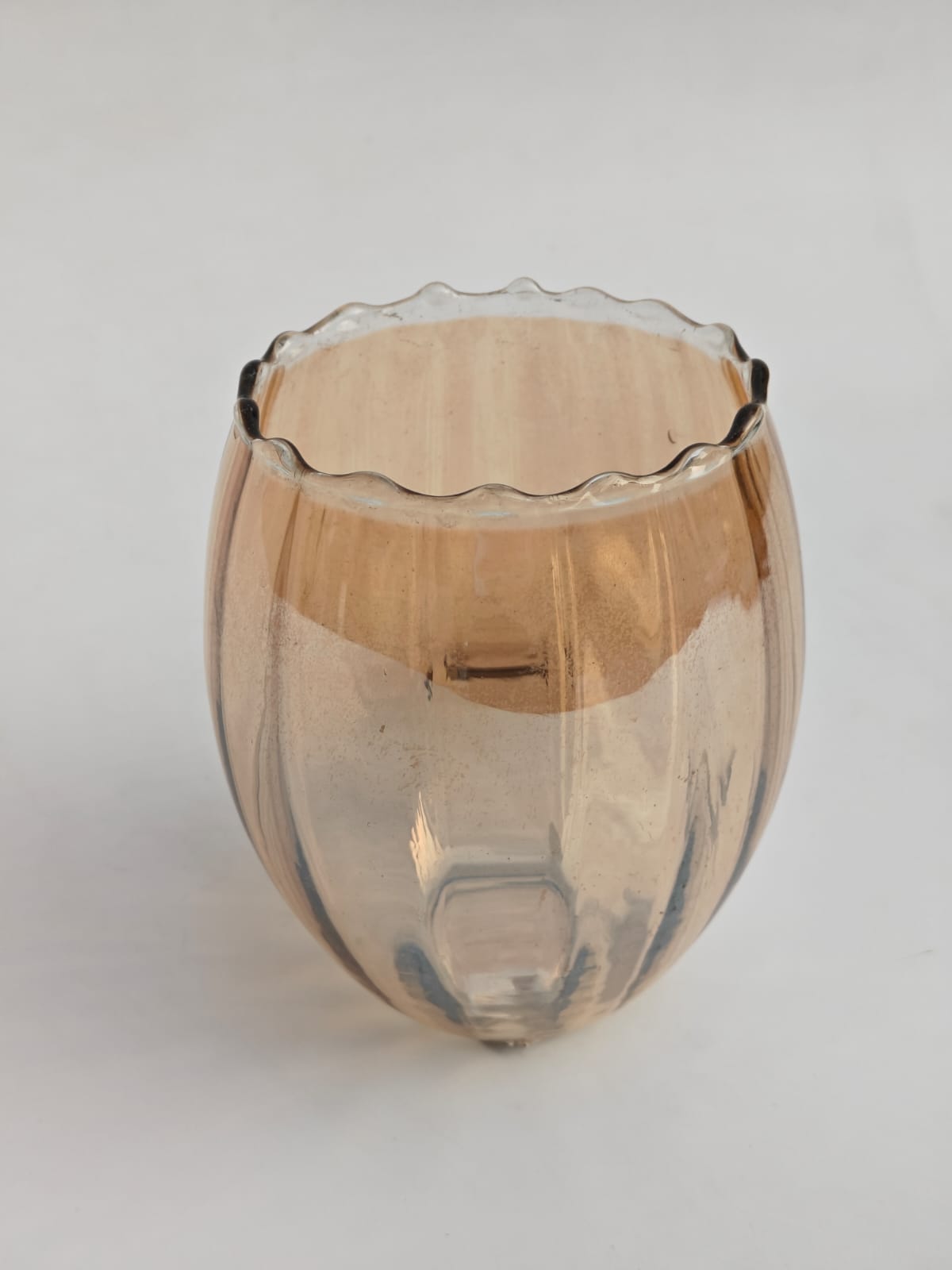 Champagne Ripple Glass Candle Holder