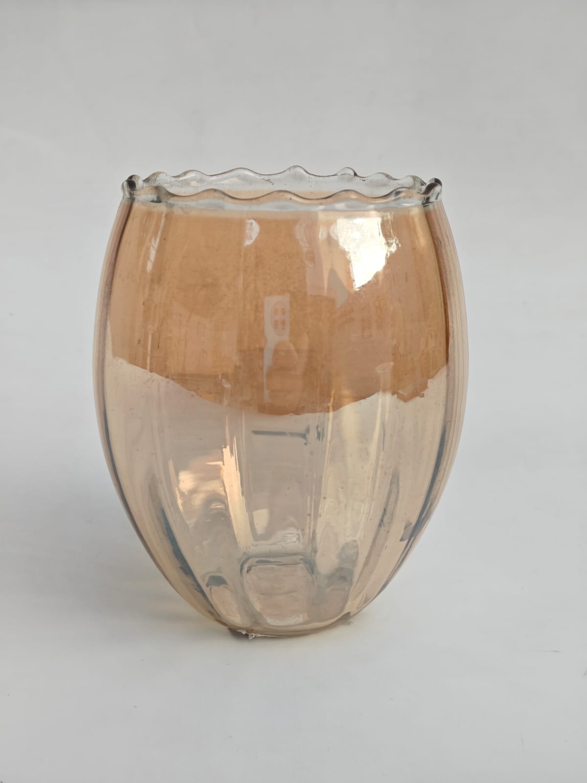 Champagne Ripple Glass Candle Holder