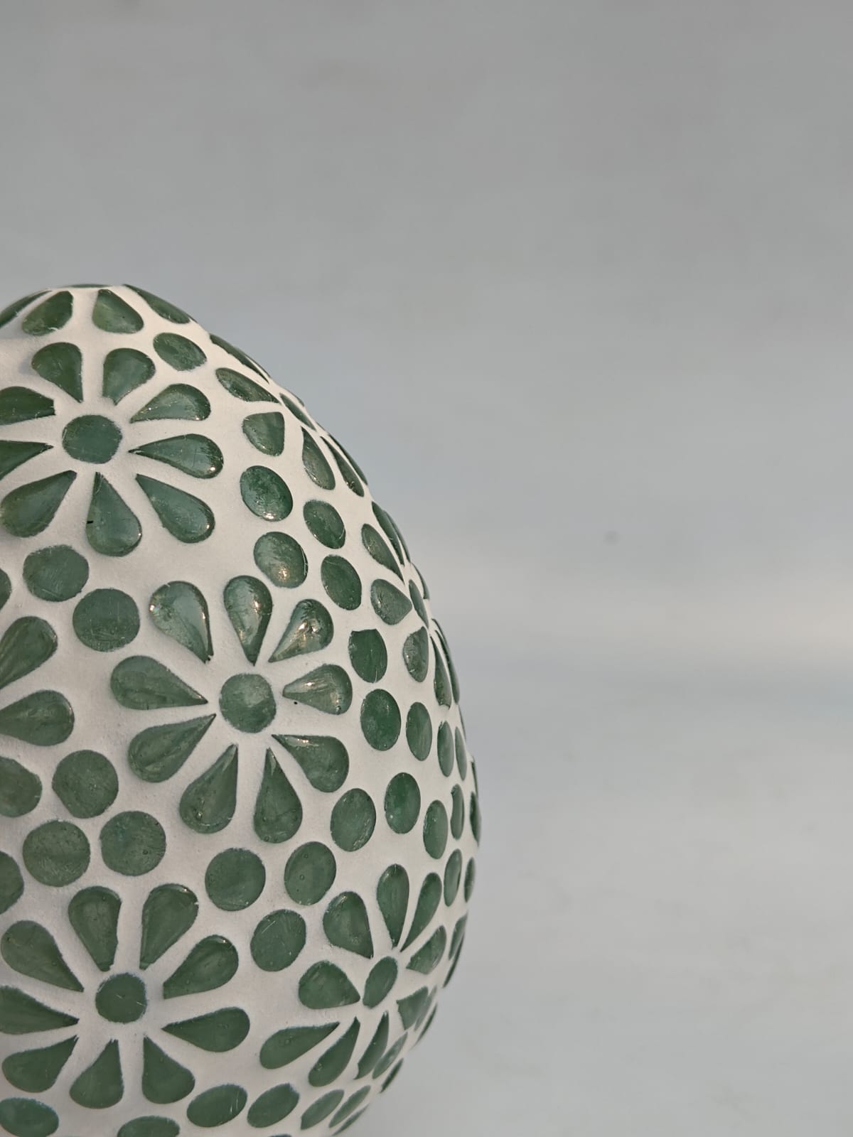 Hand-Carved Floral Glass Decorative Egg