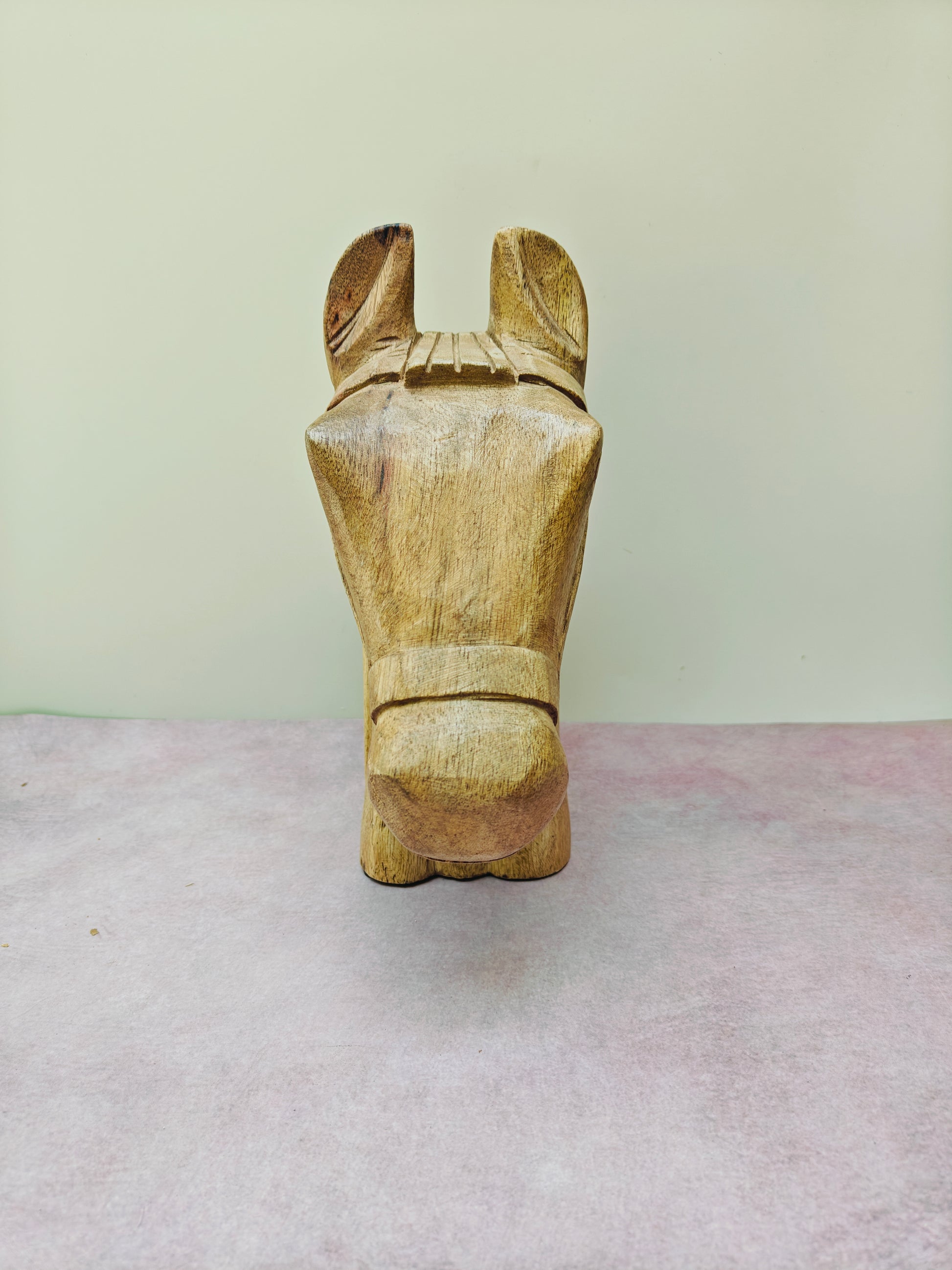 Handcrafted Wooden Horse Head Sculpture
