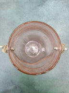 Handmade Pink Bubble Glass Vase with Rope Handle