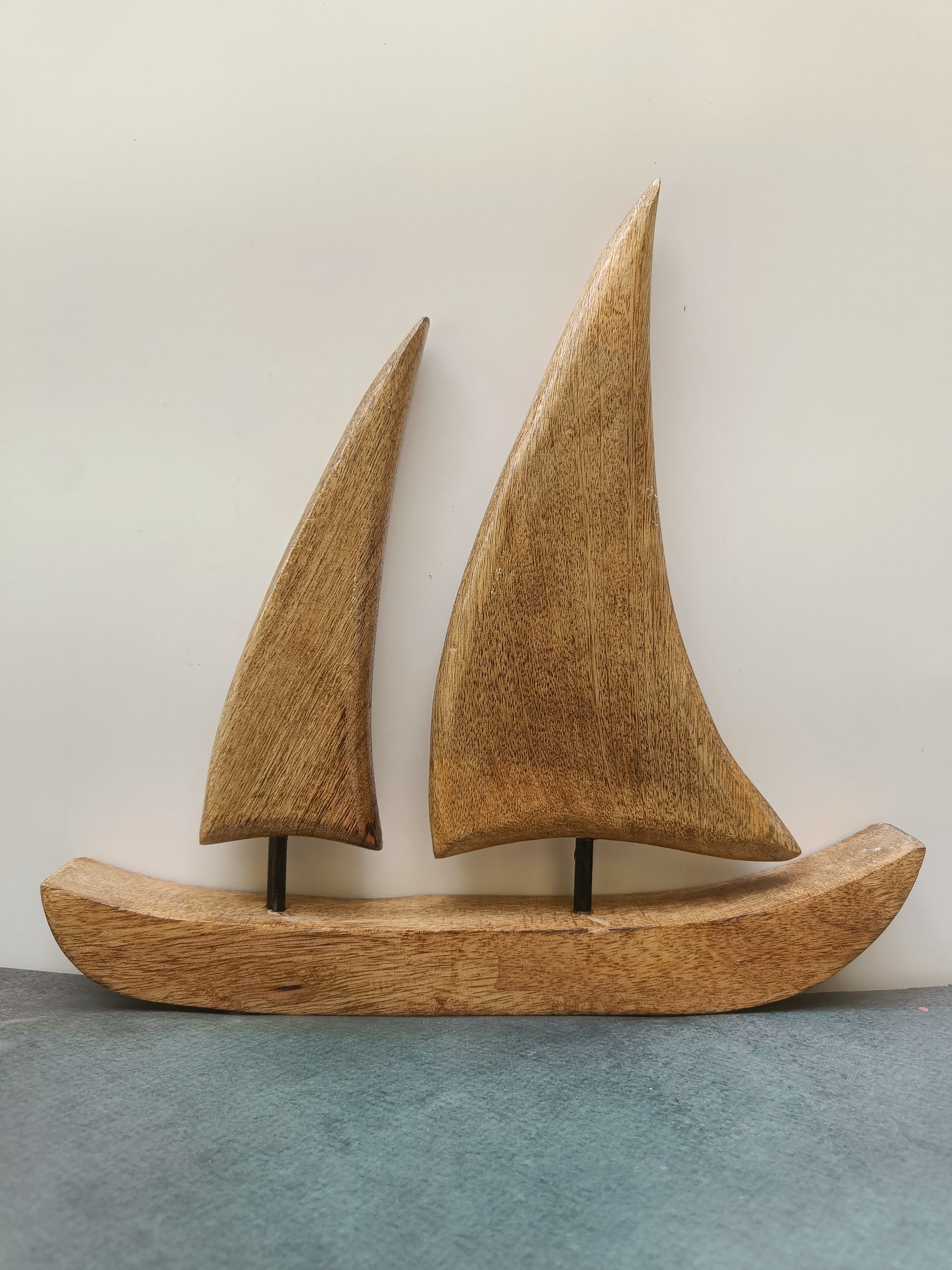 Handcrafted Wooden Sailboat Figurine – Nautical Decor