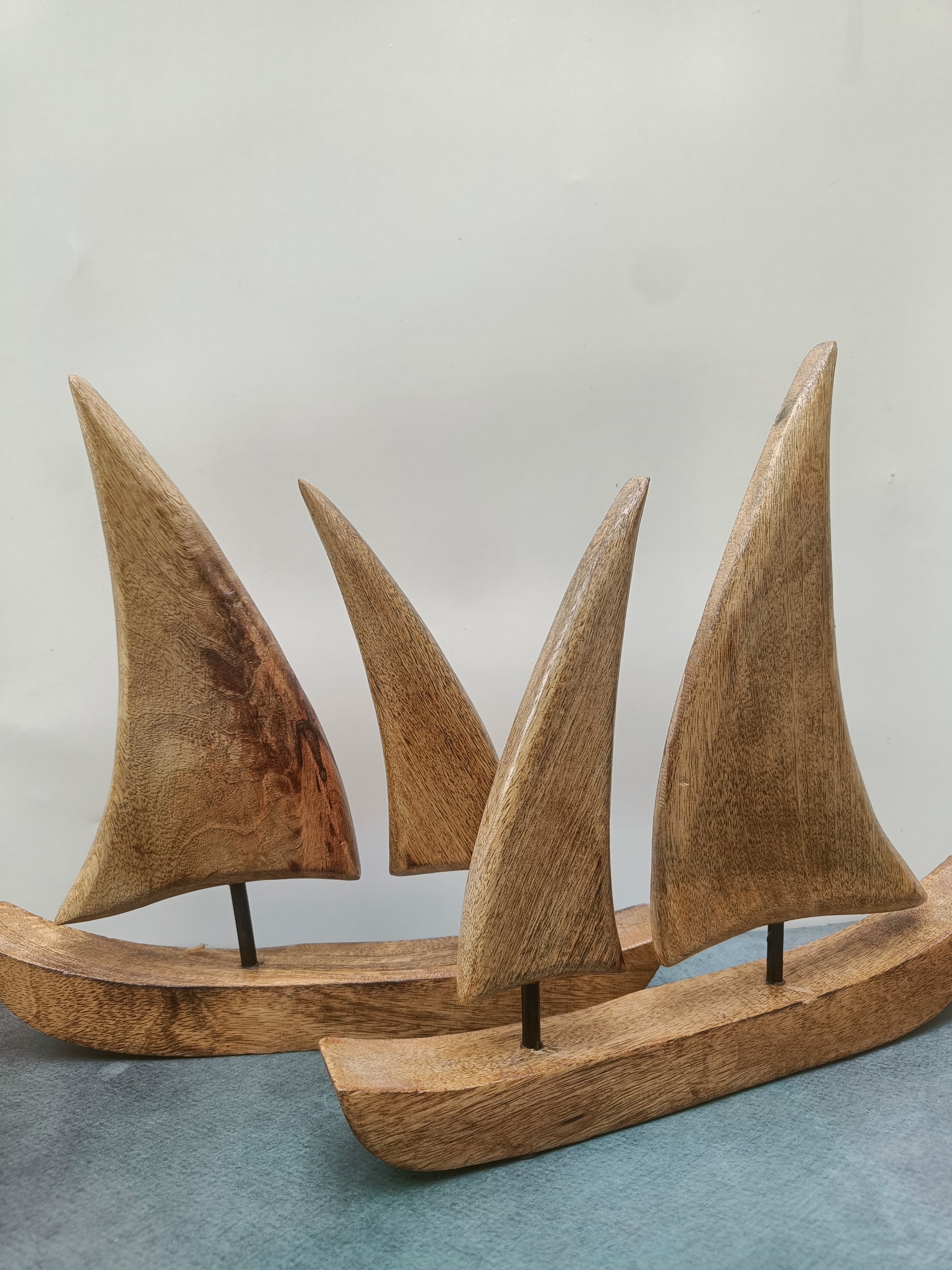 Handcrafted Wooden Sailboat Figurine – Nautical Decor