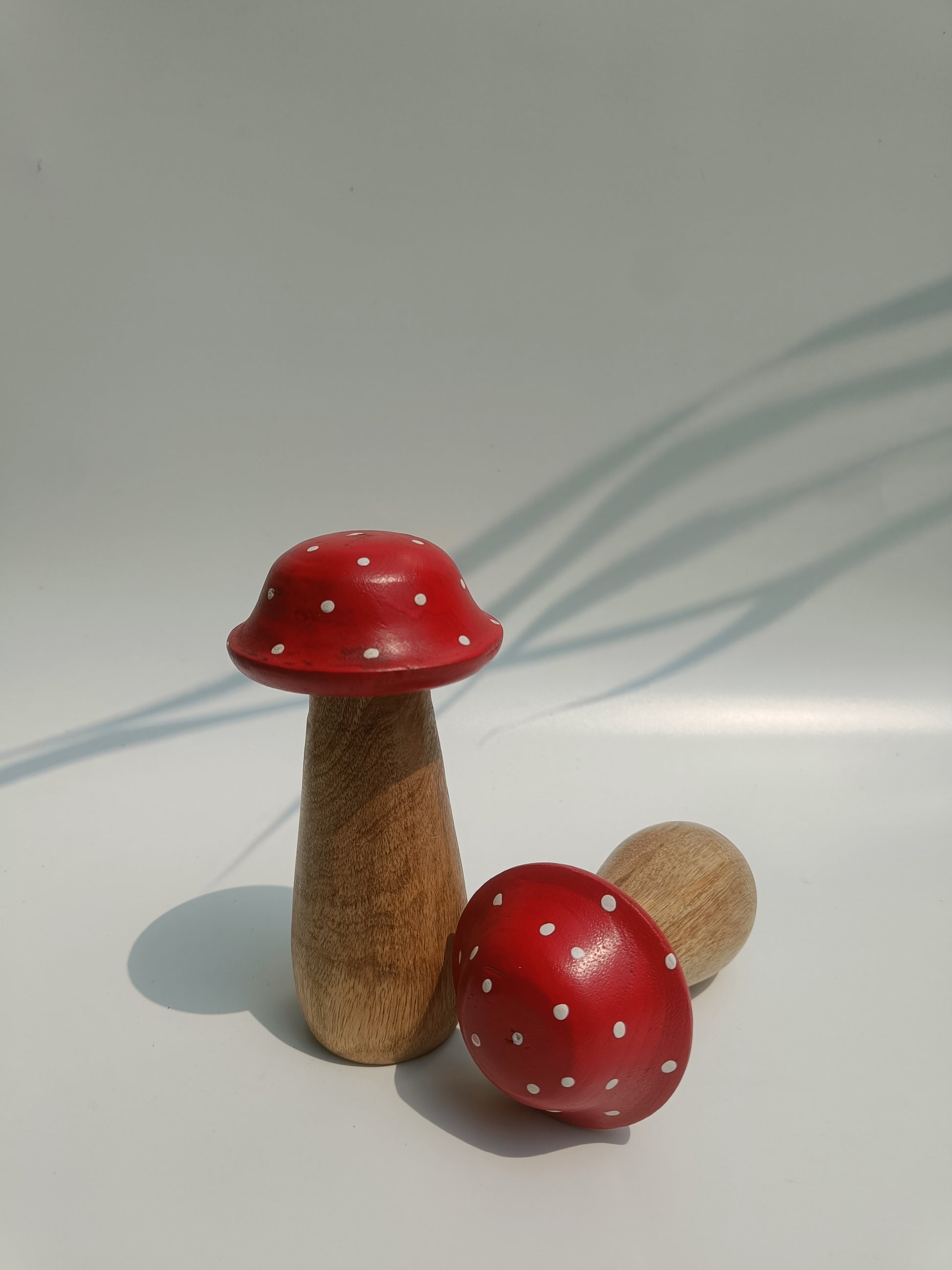 Wooden Toadstool Decor Set – Handcrafted Mushroom Pair (Set of 2)