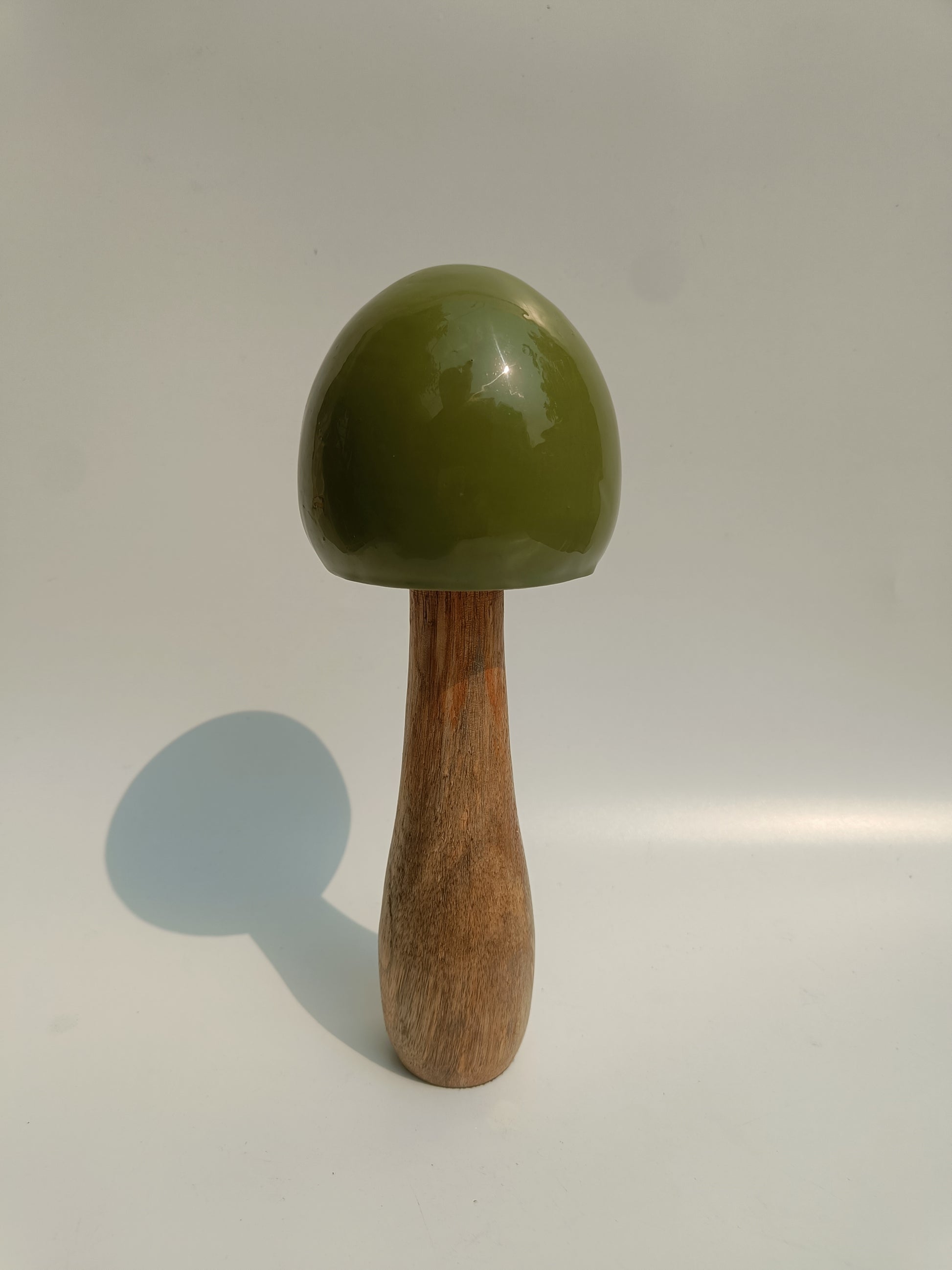 Tall Green Ceramic Coated Wooden Mushroom