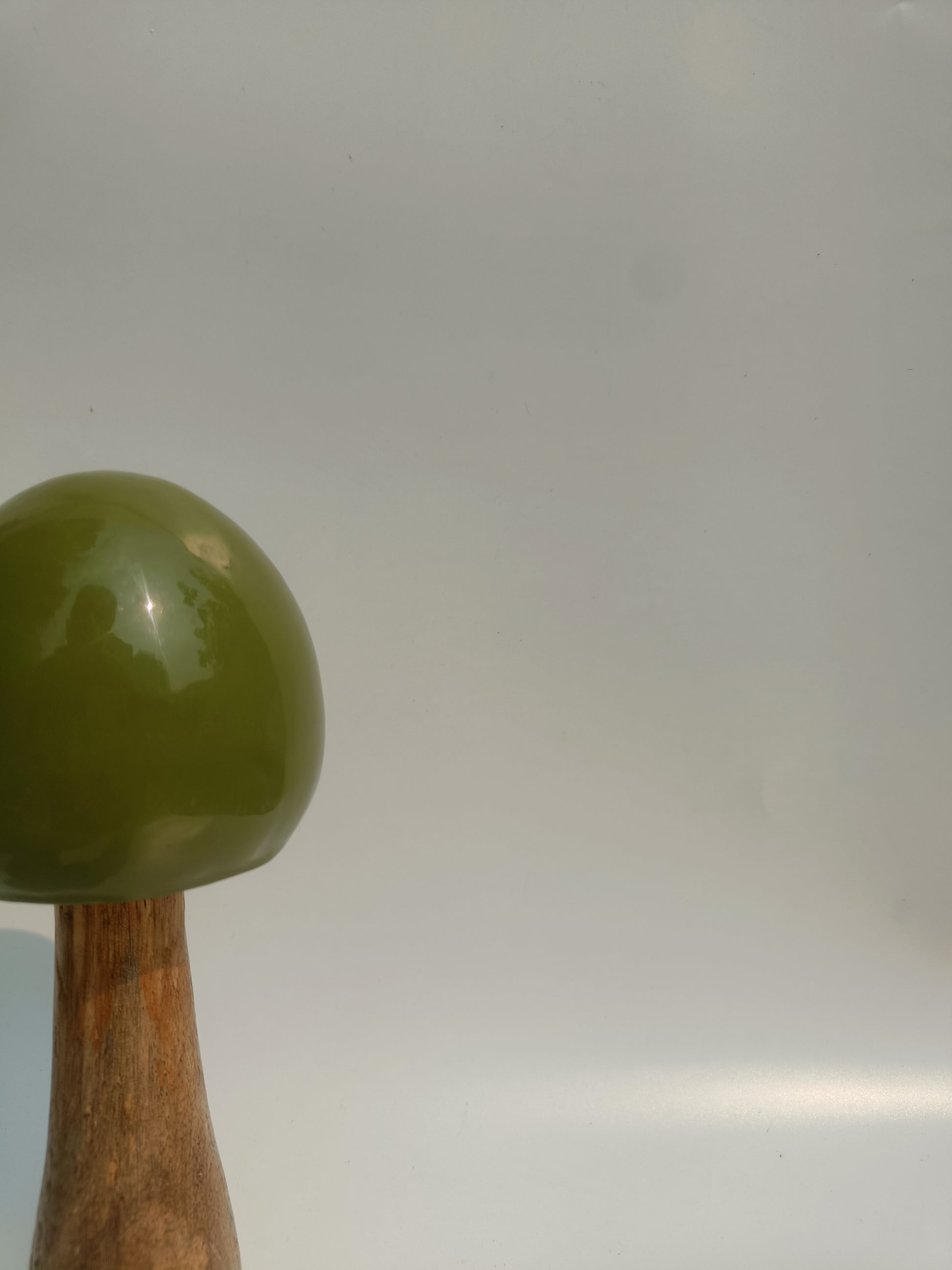 Tall Green Ceramic Coated Wooden Mushroom
