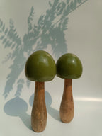 Tall Green Ceramic Coated Wooden Mushroom