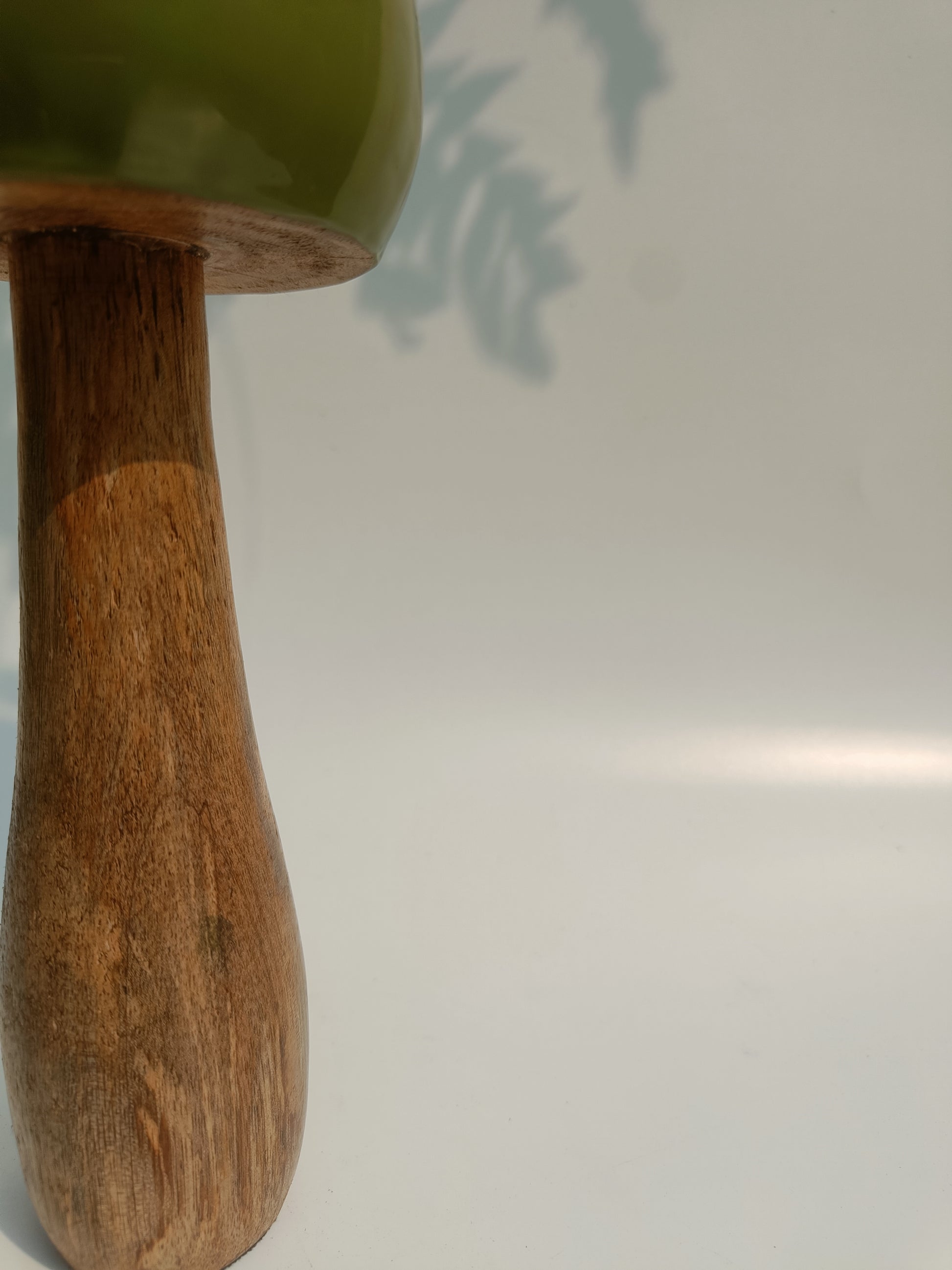 Tall Green Ceramic Coated Wooden Mushroom