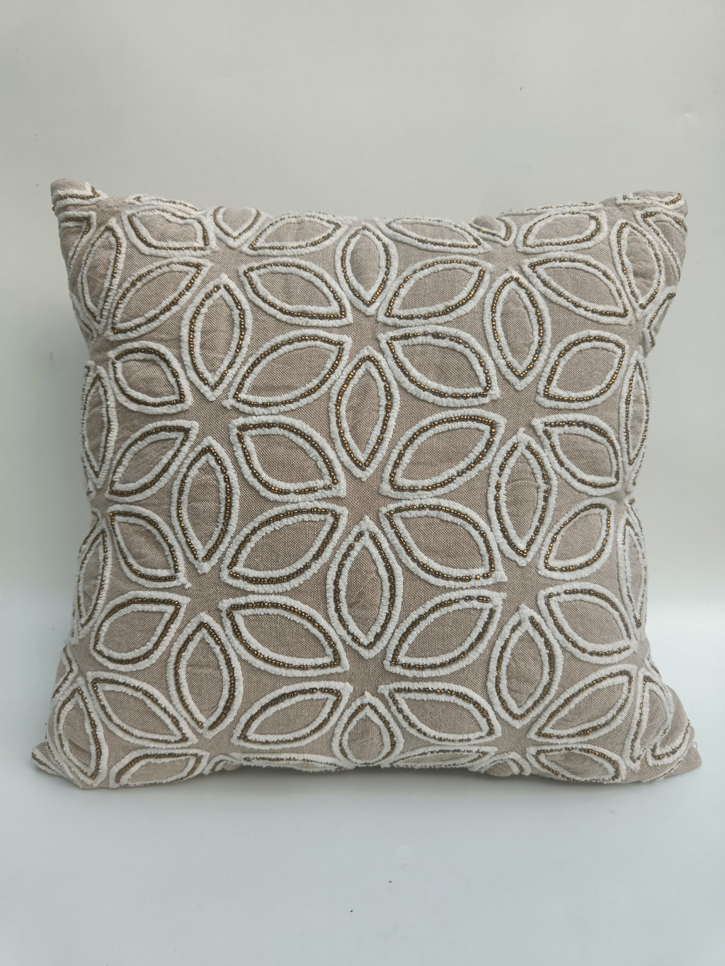 Textured Bloom Embroidered Cushion