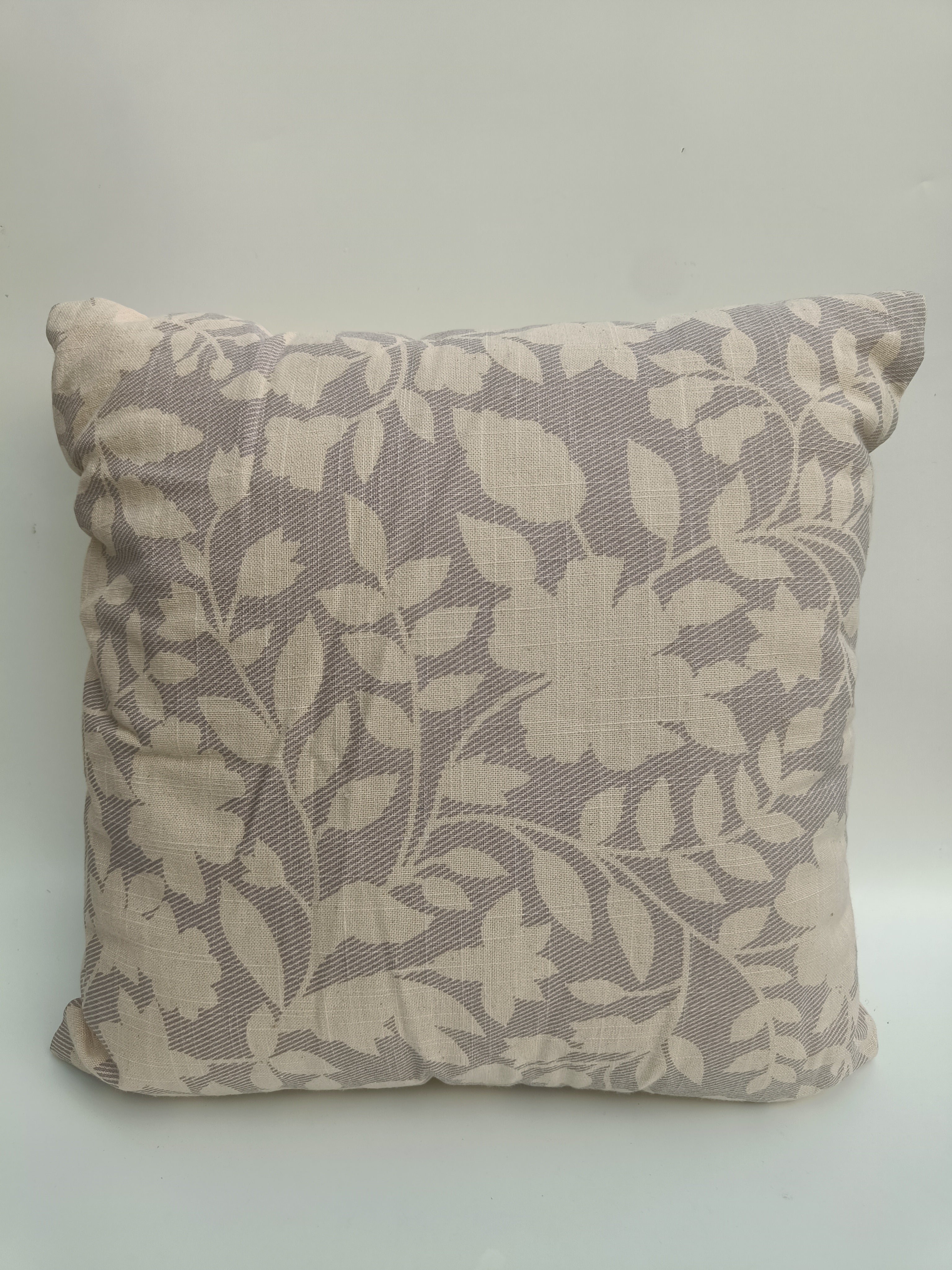 Floral Beige & Grey Square Cushion