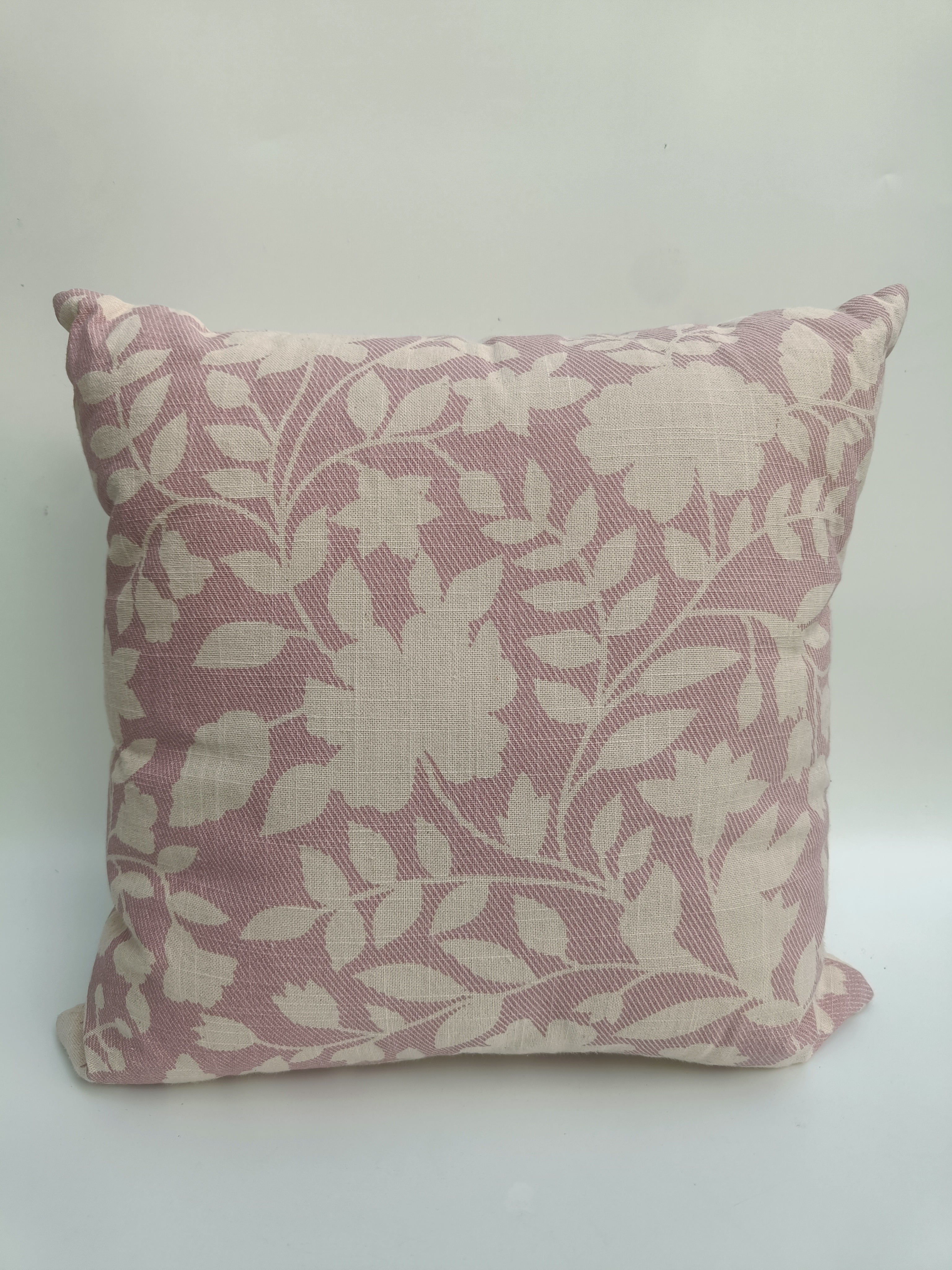 Blush Botanical Cushion – Floral Woven Cotton Pillow