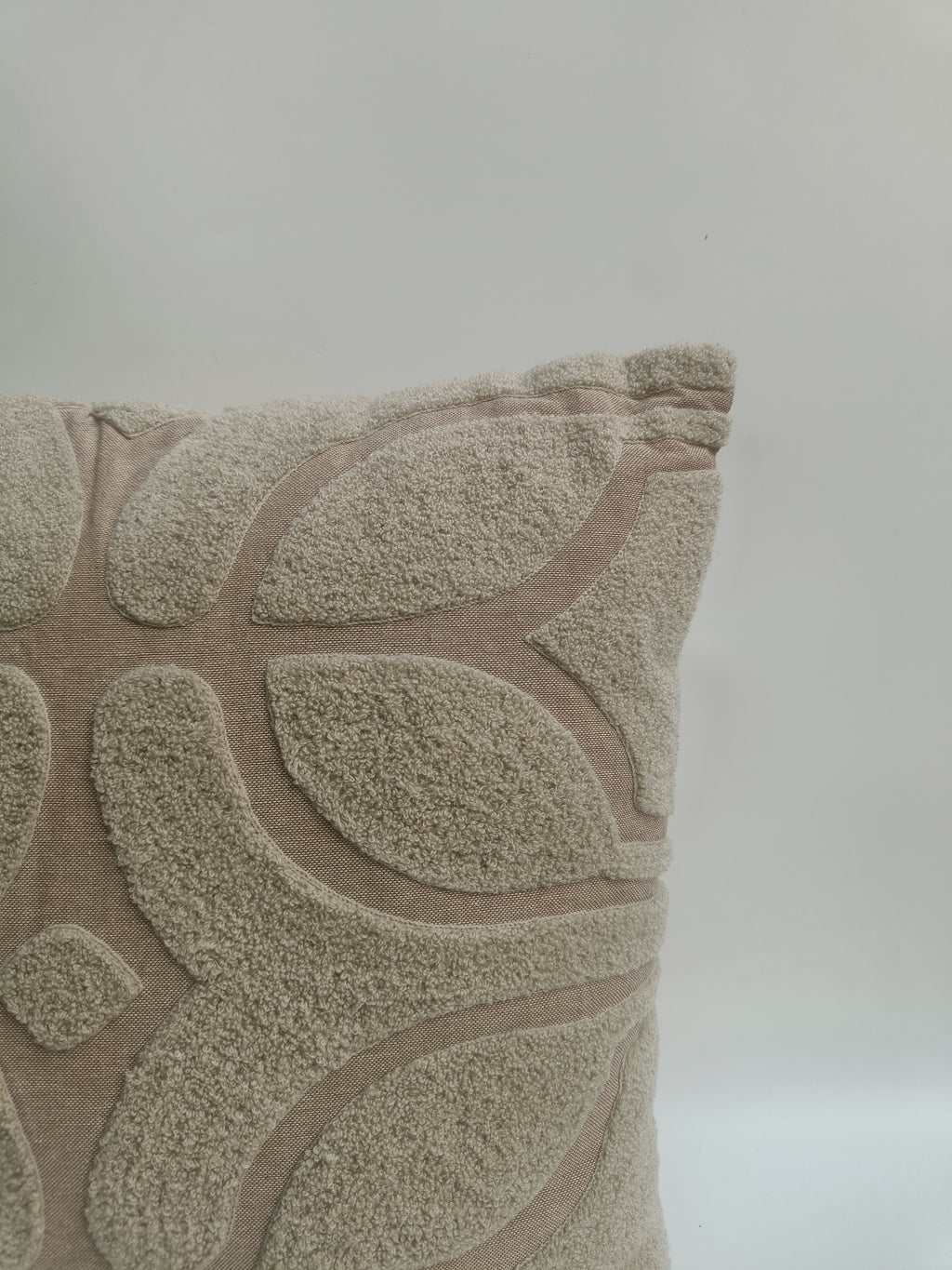 Textured Taupe Luxe Cushion – Embroidered Velvet Accent Pillow