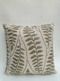 Botanical Fern Embroidered Cushion
