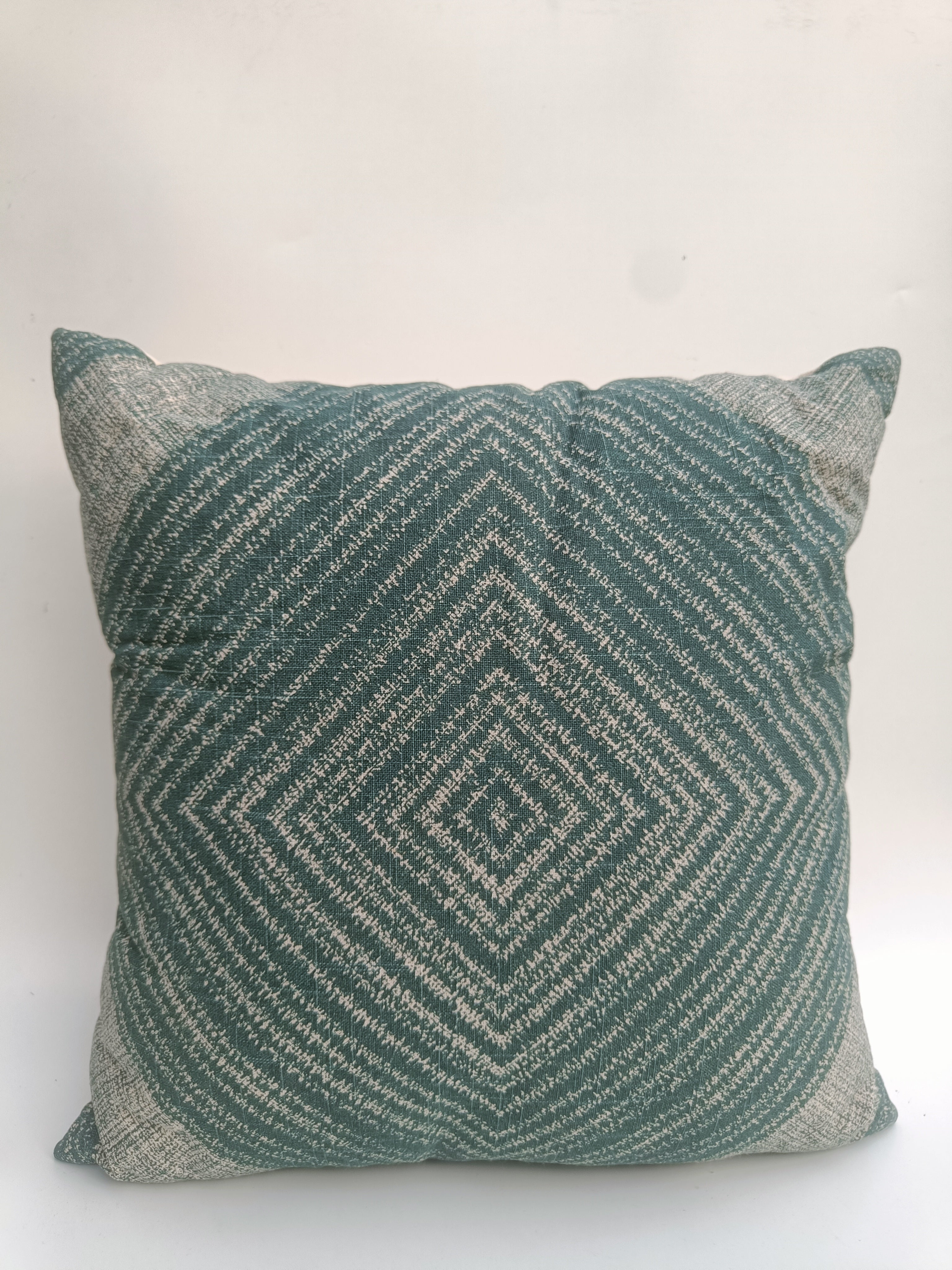 Geometric Teal Diamond Cushion