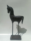 Handcrafted Black Wooden Horse Sculpture
