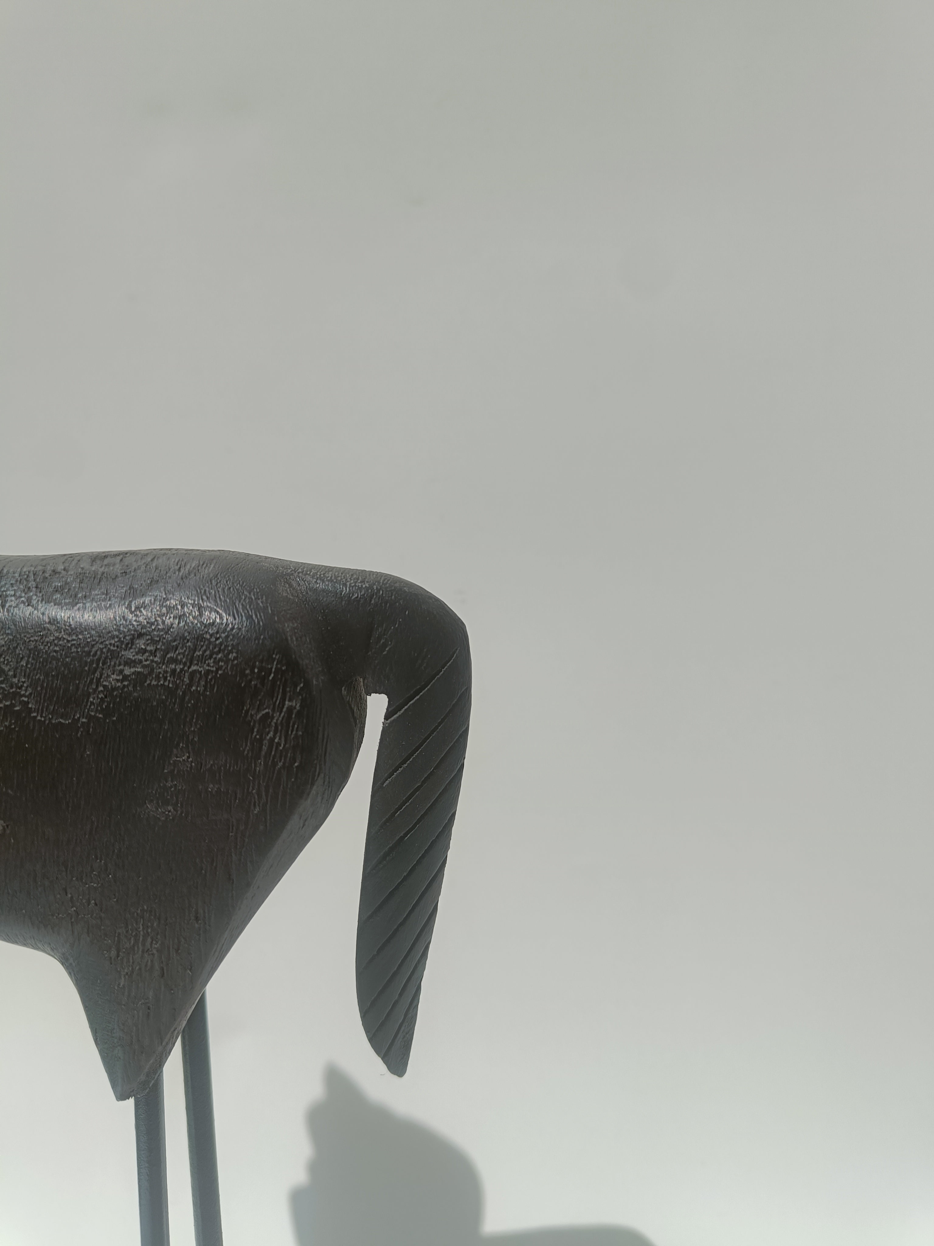 Handcrafted Black Wooden Horse Sculpture