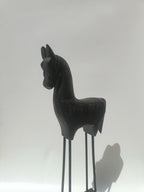 Handcrafted Black Wooden Horse Sculpture