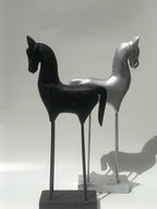 Handcrafted Black Wooden Horse Sculpture