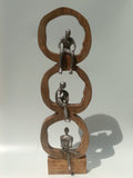 Wooden & Metal Abstract Trio Figurine