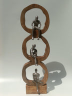 Wooden & Metal Abstract Trio Figurine