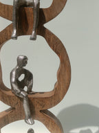 Wooden & Metal Abstract Trio Figurine