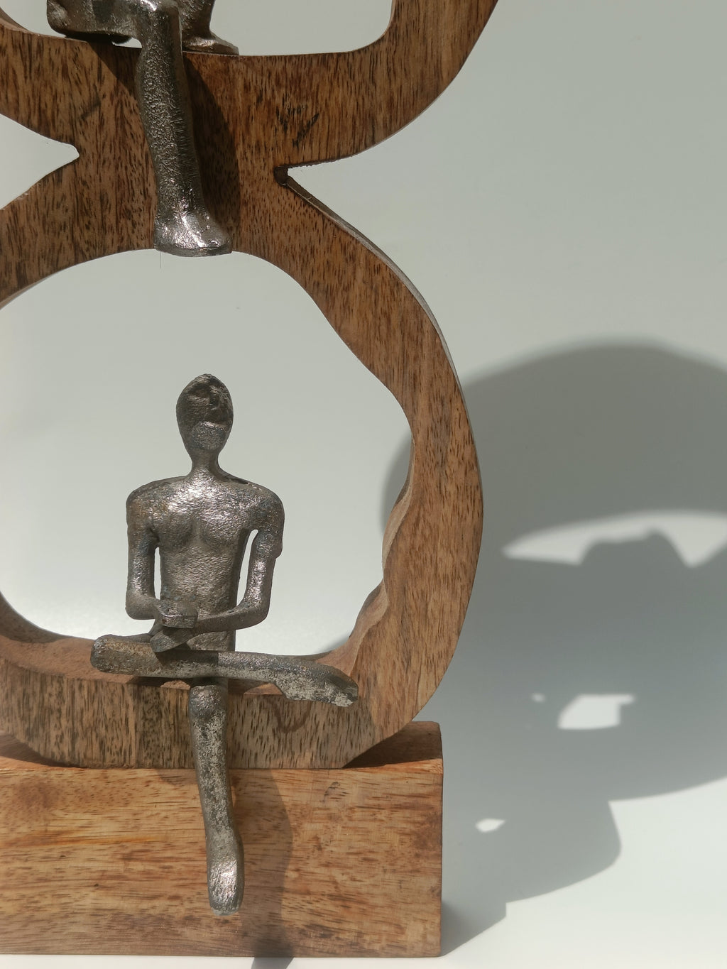 Handcrafted Wooden & Metal Abstract Trio Figurine – 58.4 cm