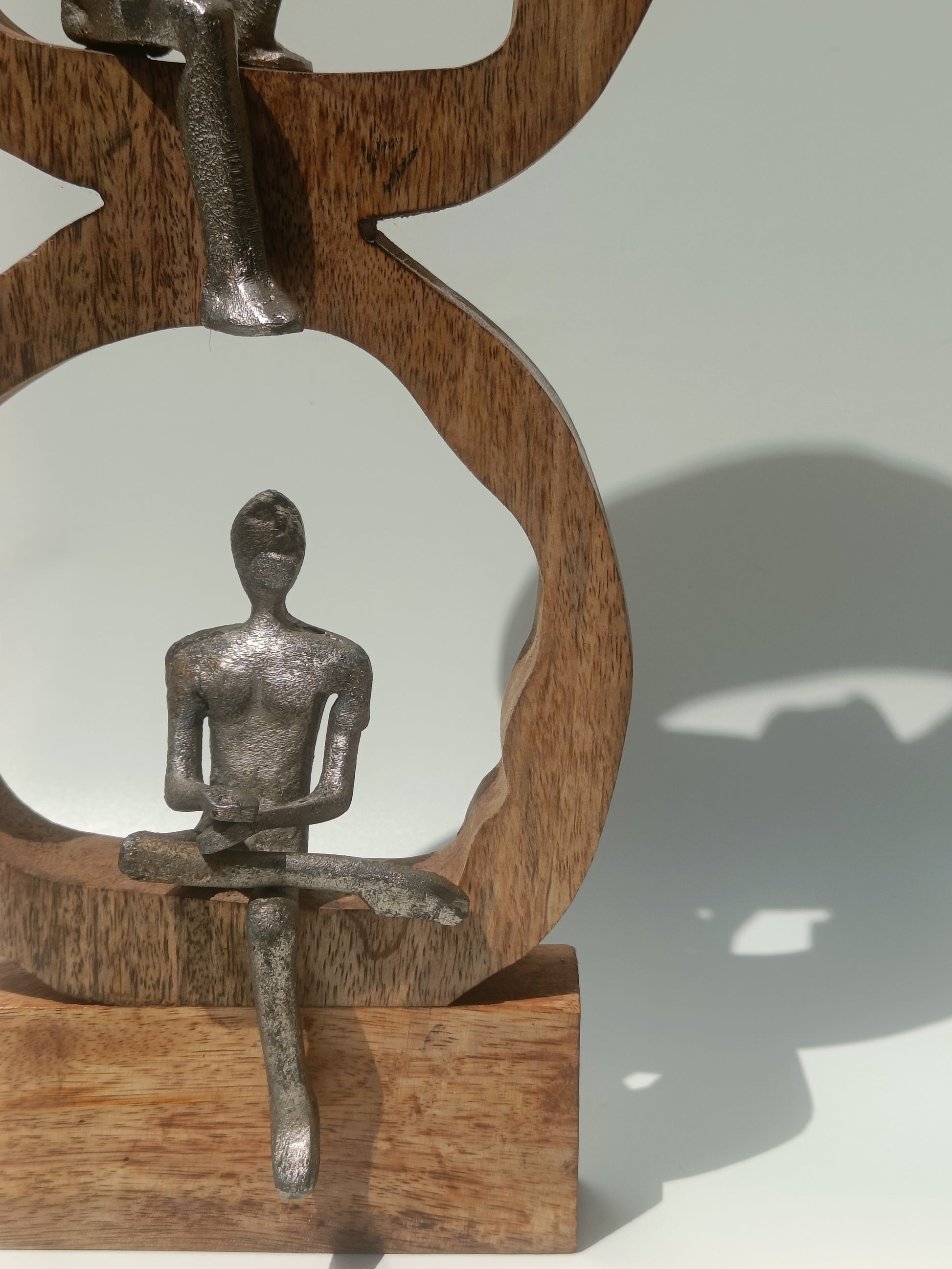 Handcrafted Wooden & Metal Abstract Trio Figurine – 58.4 cm