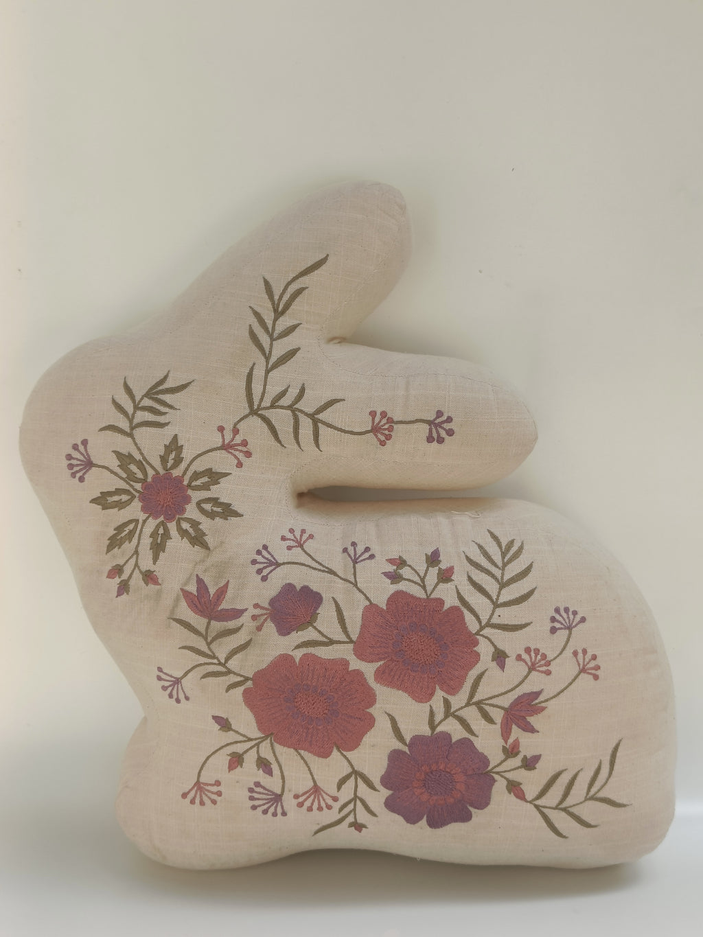 Embroidered Bunny Cushion – Floral Design