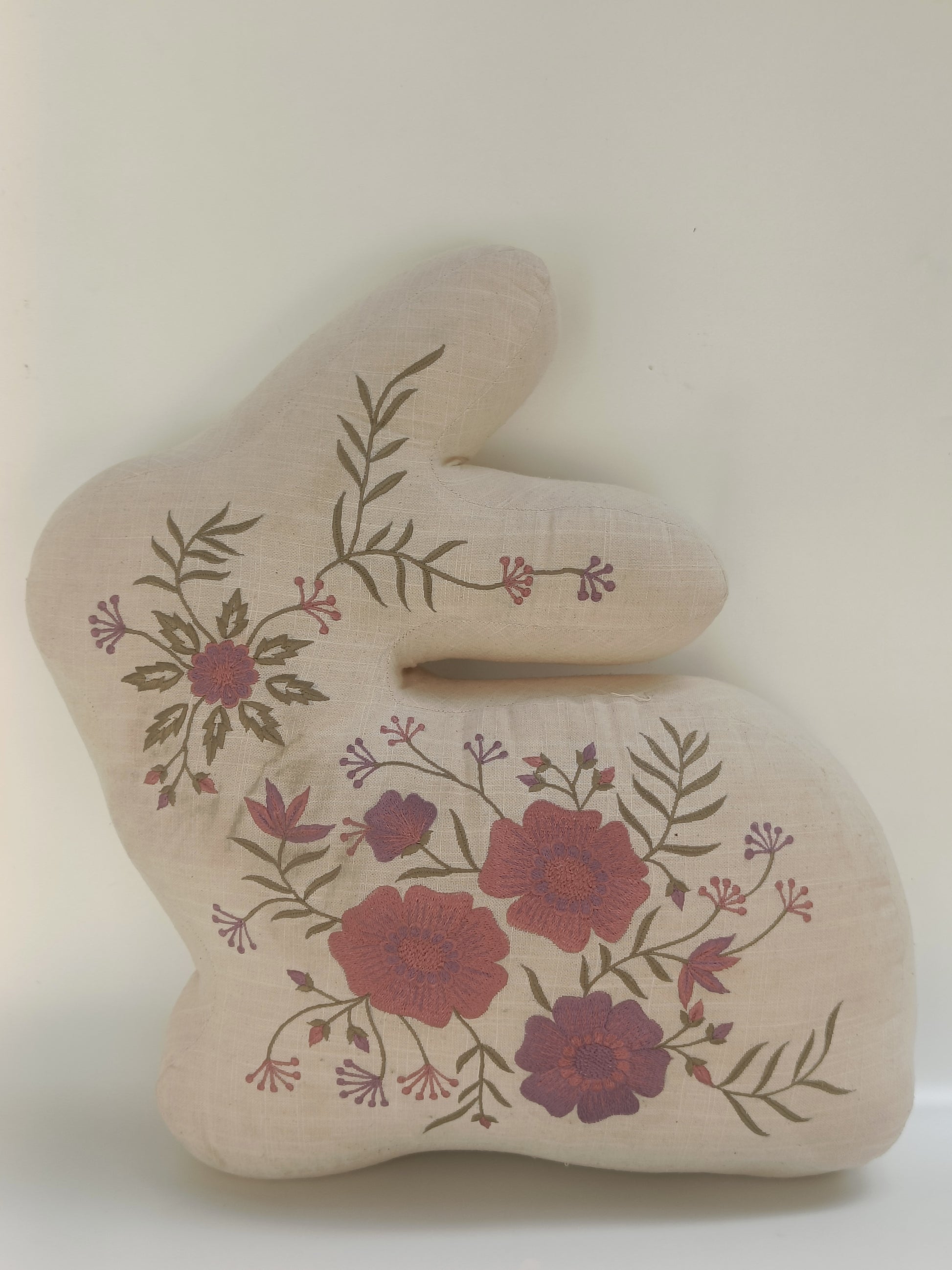 Embroidered Bunny Cushion – Floral Design
