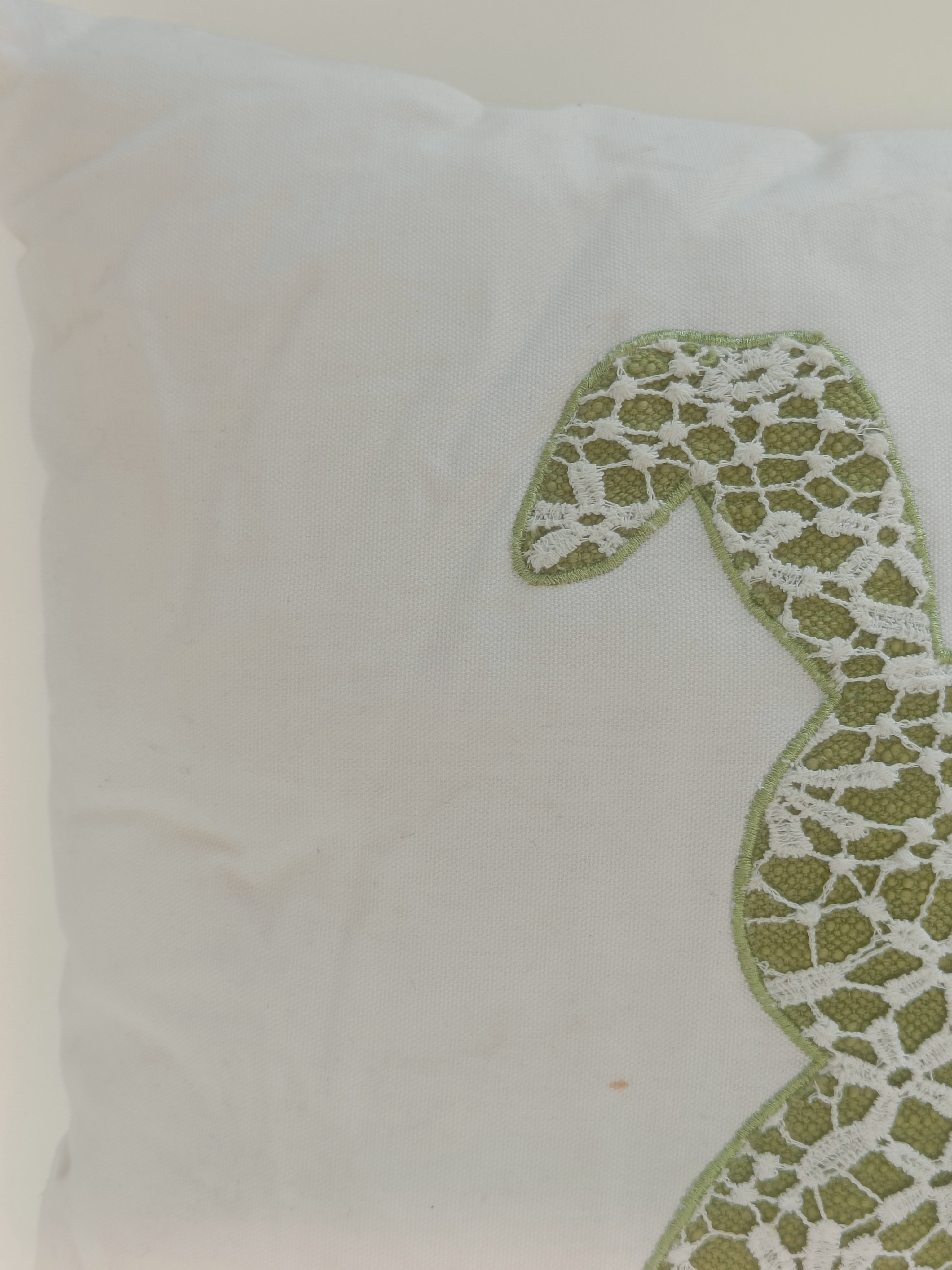 Lace Bunny Appliqué Cushion – 50 cm | White Cotton Throw Pillow with Pom-Pom Tail