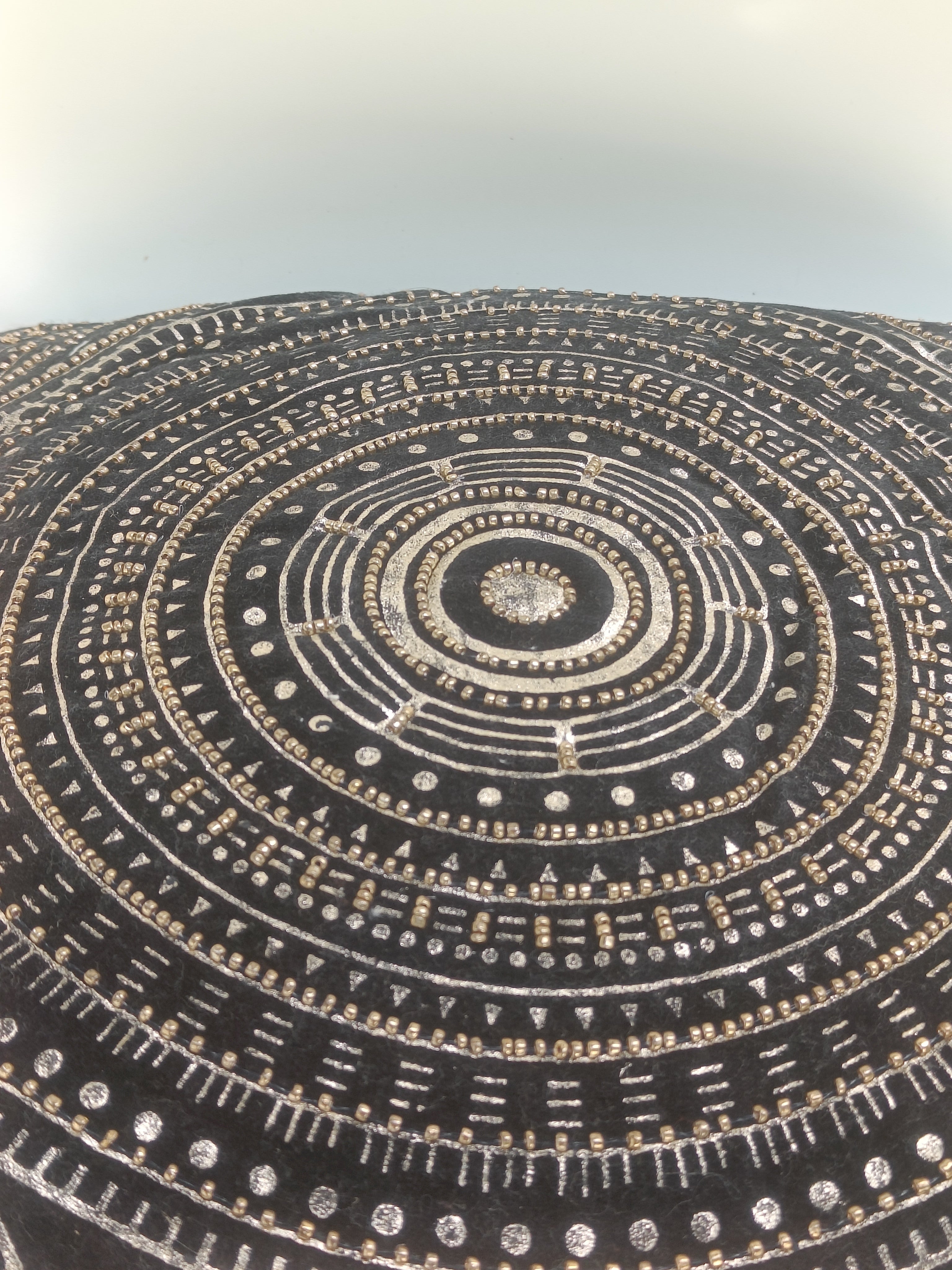 Boho Luxe Mandala Velvet Cushion – 50 cm | Hand-Embroidered Accent Pillow