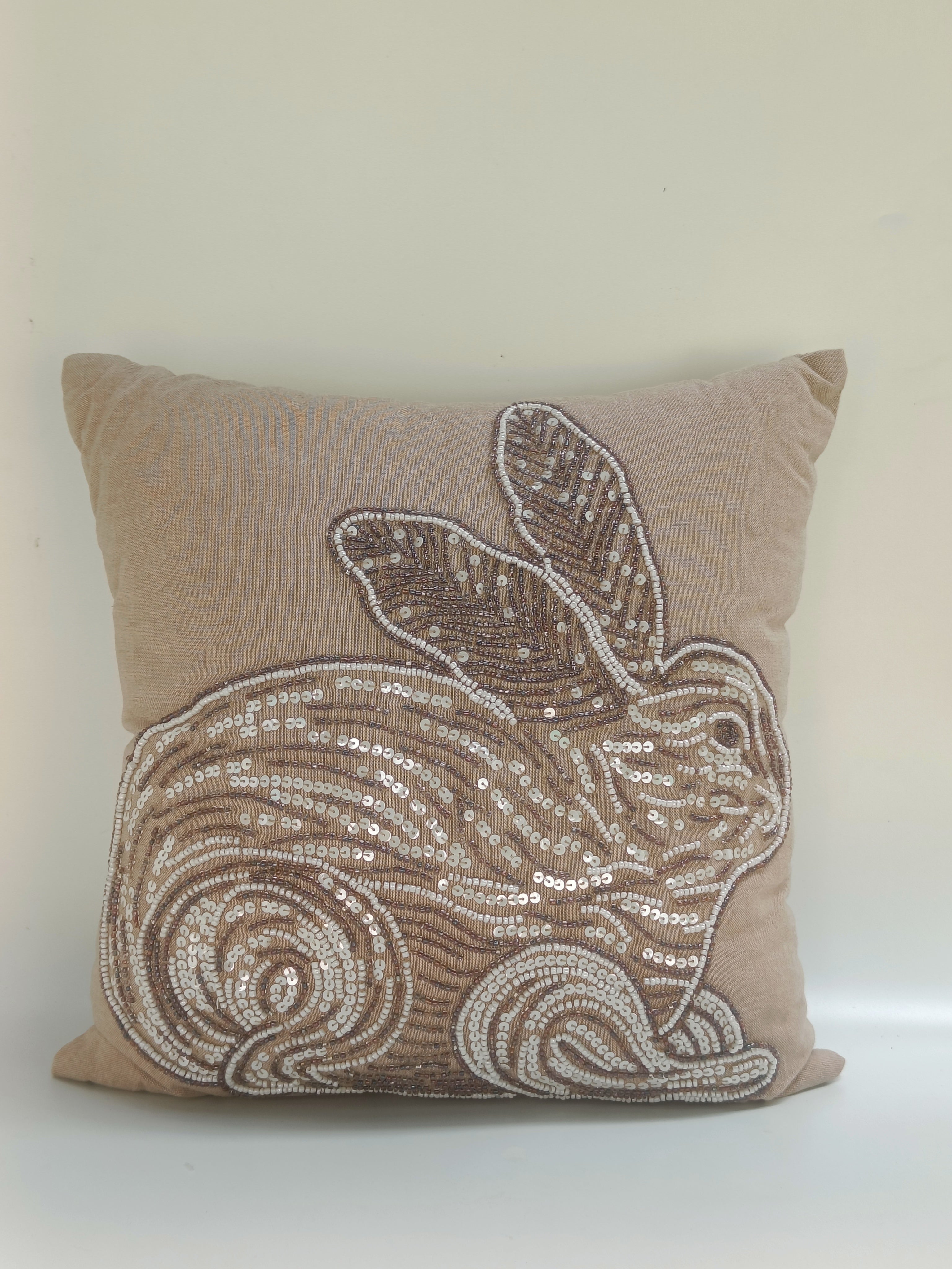 Sequin Embroidered Rabbit Cushion – 40 cm | Luxe Animal-Inspired Accent Pillow