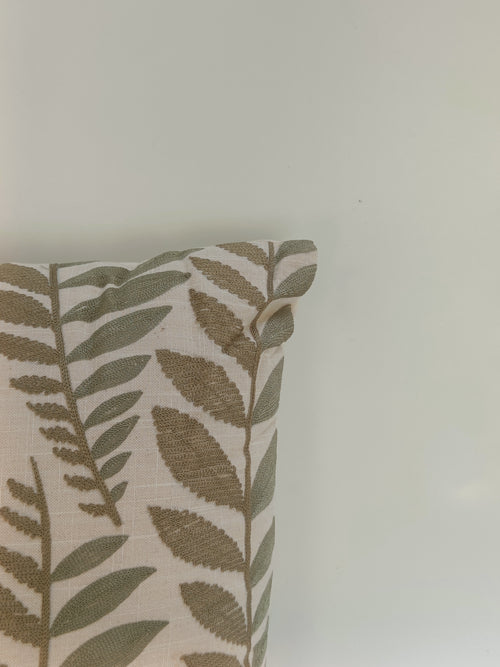 Botanical Leaf Embroidered Cushion