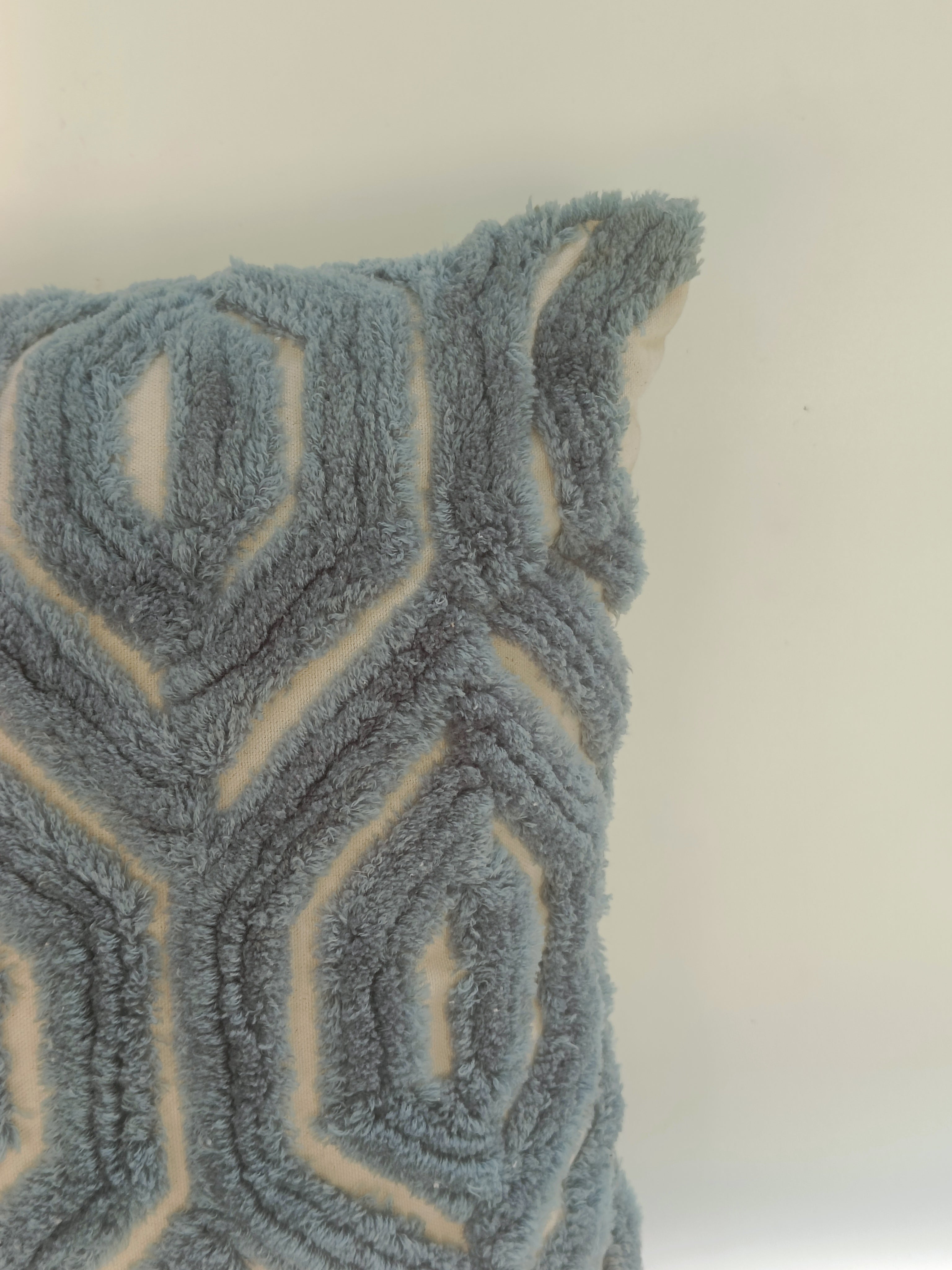 Sky Blue Velvet Geometric Cushion – 50.8 x 50.8 cm | Ultra-Soft Textured Pillow