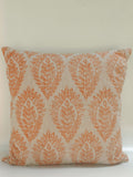 Rustic Orange Leaf Cushion – 51 cm | Hand-Printed Cotton Pillow