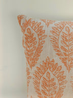 Rustic Orange Leaf Cushion – 51 cm | Hand-Printed Cotton Pillow