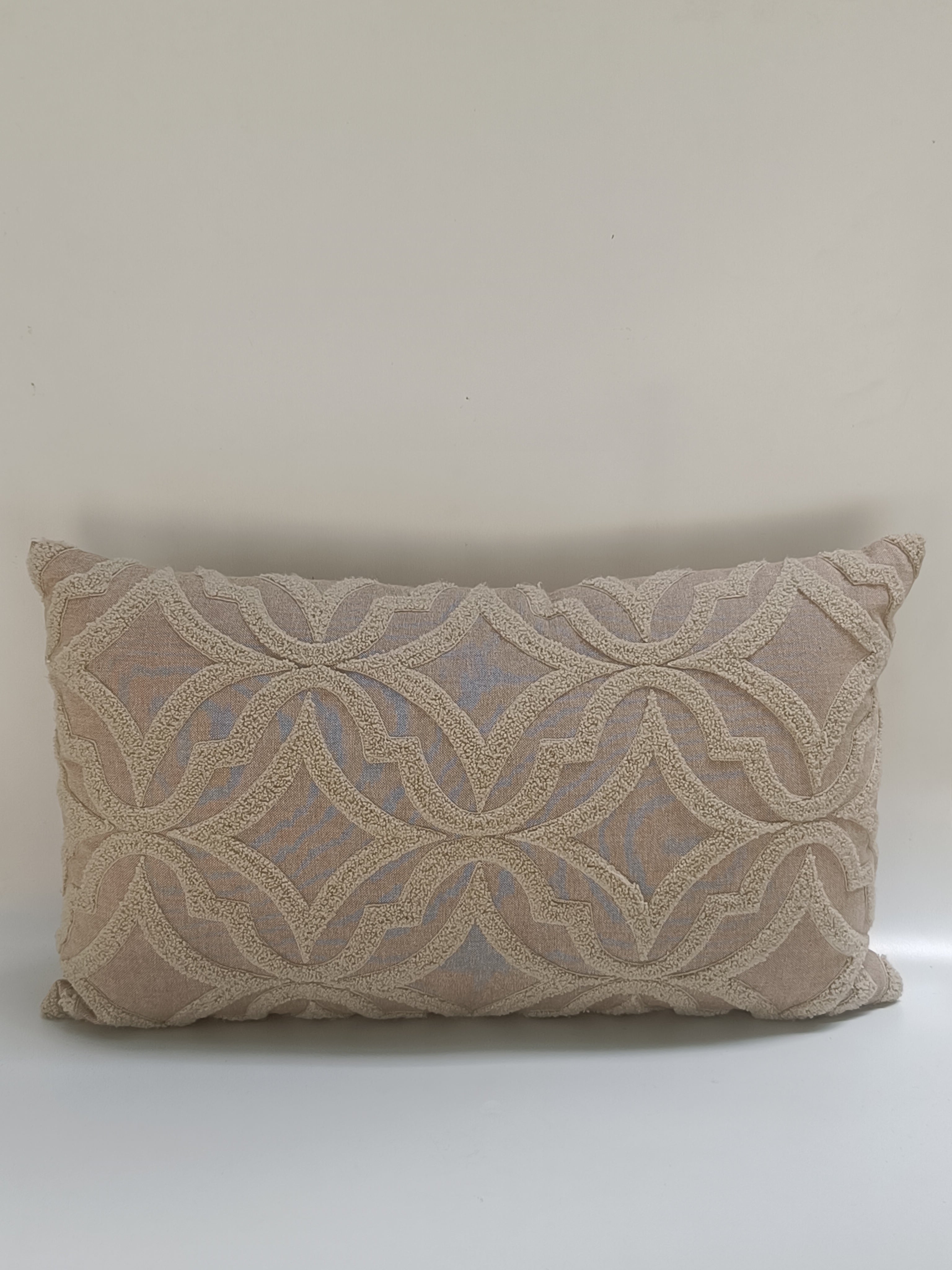 Elegant Beige Geometric Cushion – 30x51 cm | Textured Decorative Pillow