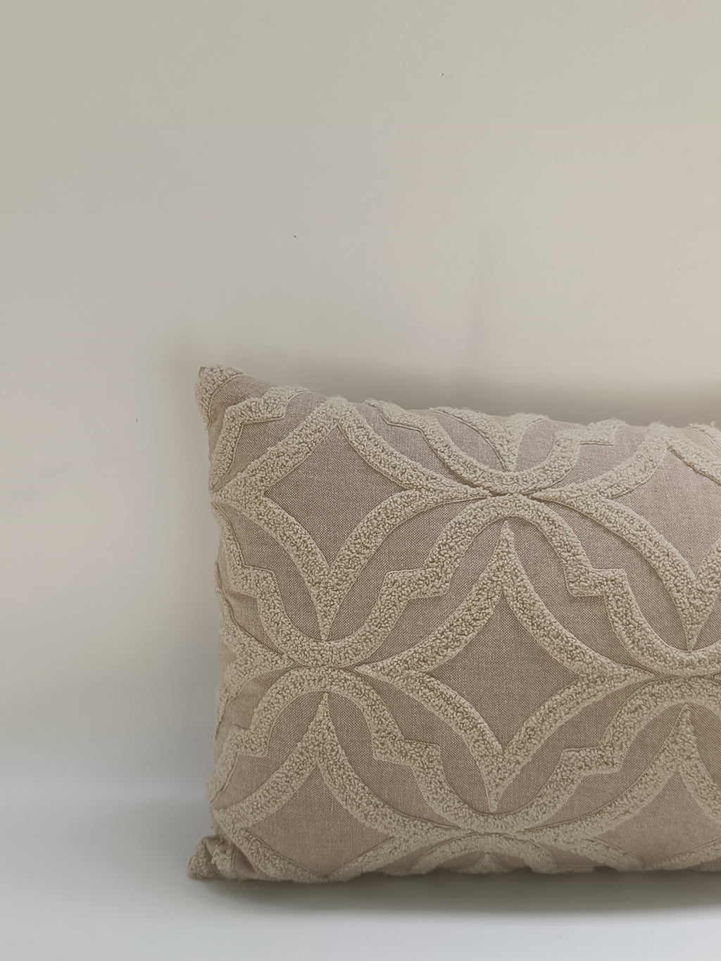 Elegant Beige Geometric Cushion – 30x51 cm | Textured Decorative Pillow