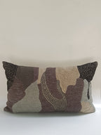 Abstract Textured Cushion – 30x51 cm | Earth-Tone Embroidered Pillow
