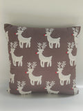 Festive Reindeer Embroidered Cushion