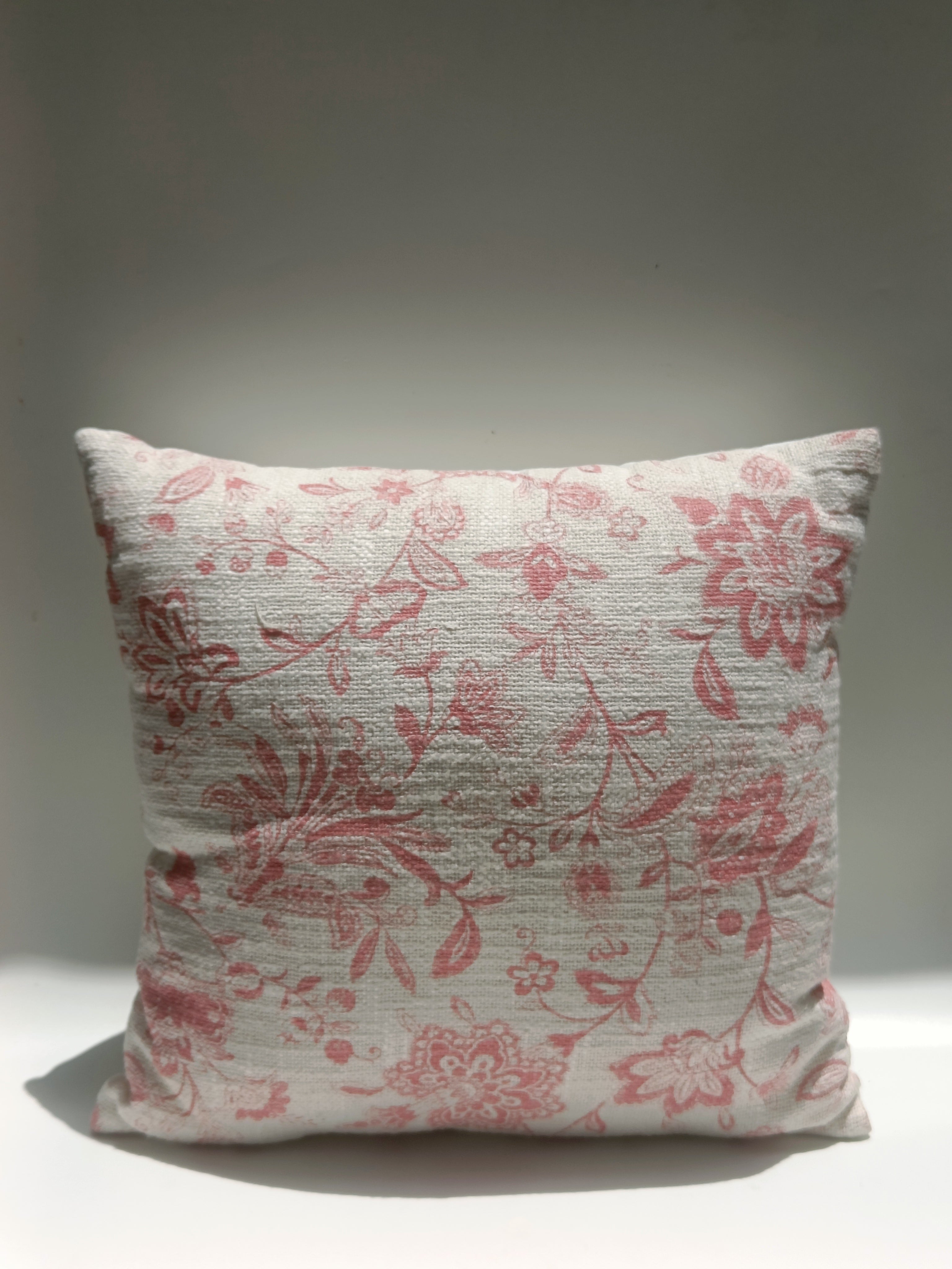 Rose Blossom Floral Cushion – 40.6 x 40.6 cm | Soft Textured Fabric