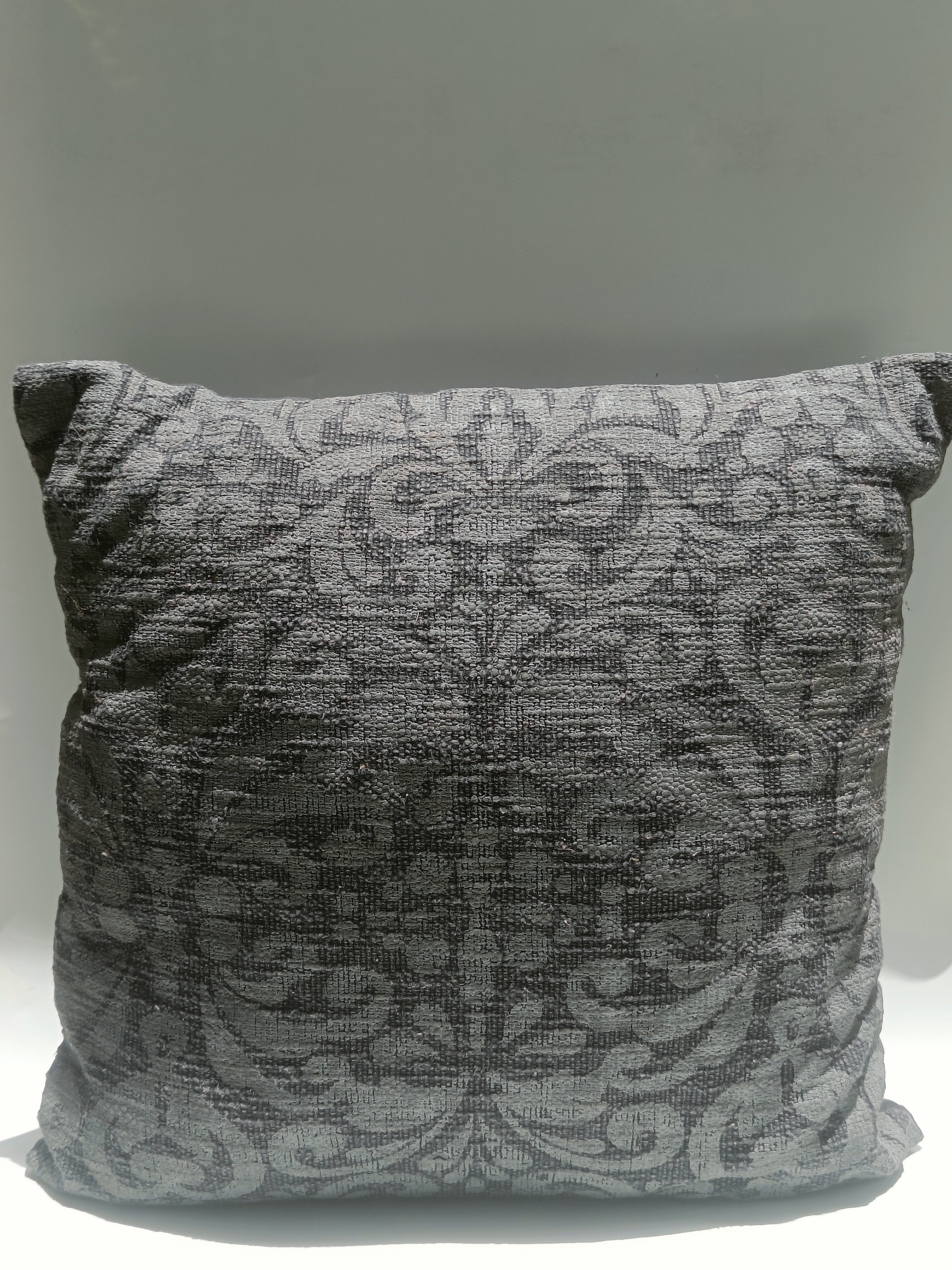 Elegant Charcoal Brocade Cushion – 50.8 x 50.8 cm | Textured Jacquard