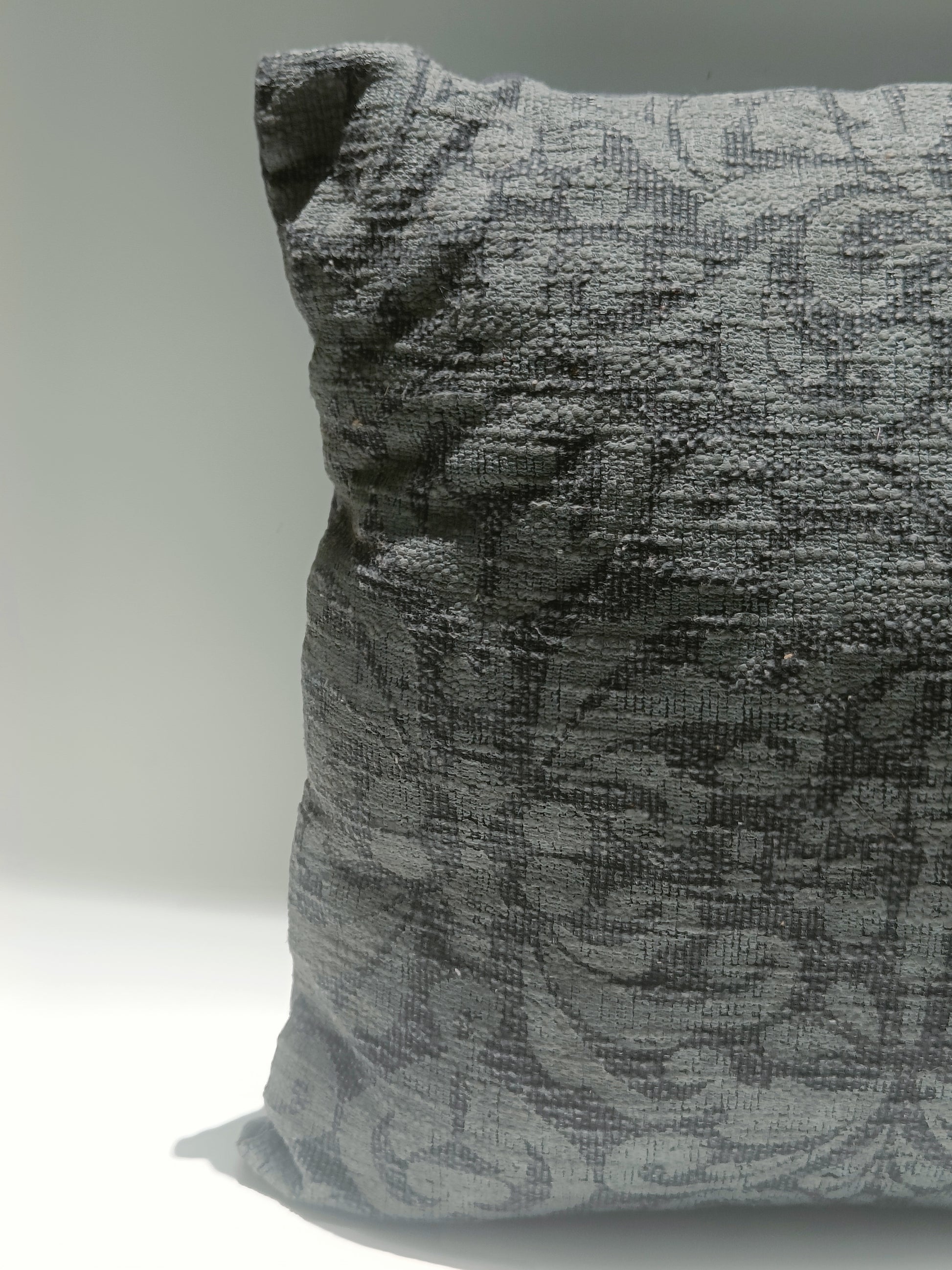 Elegant Charcoal Brocade Cushion – 50.8 x 50.8 cm | Textured Jacquard